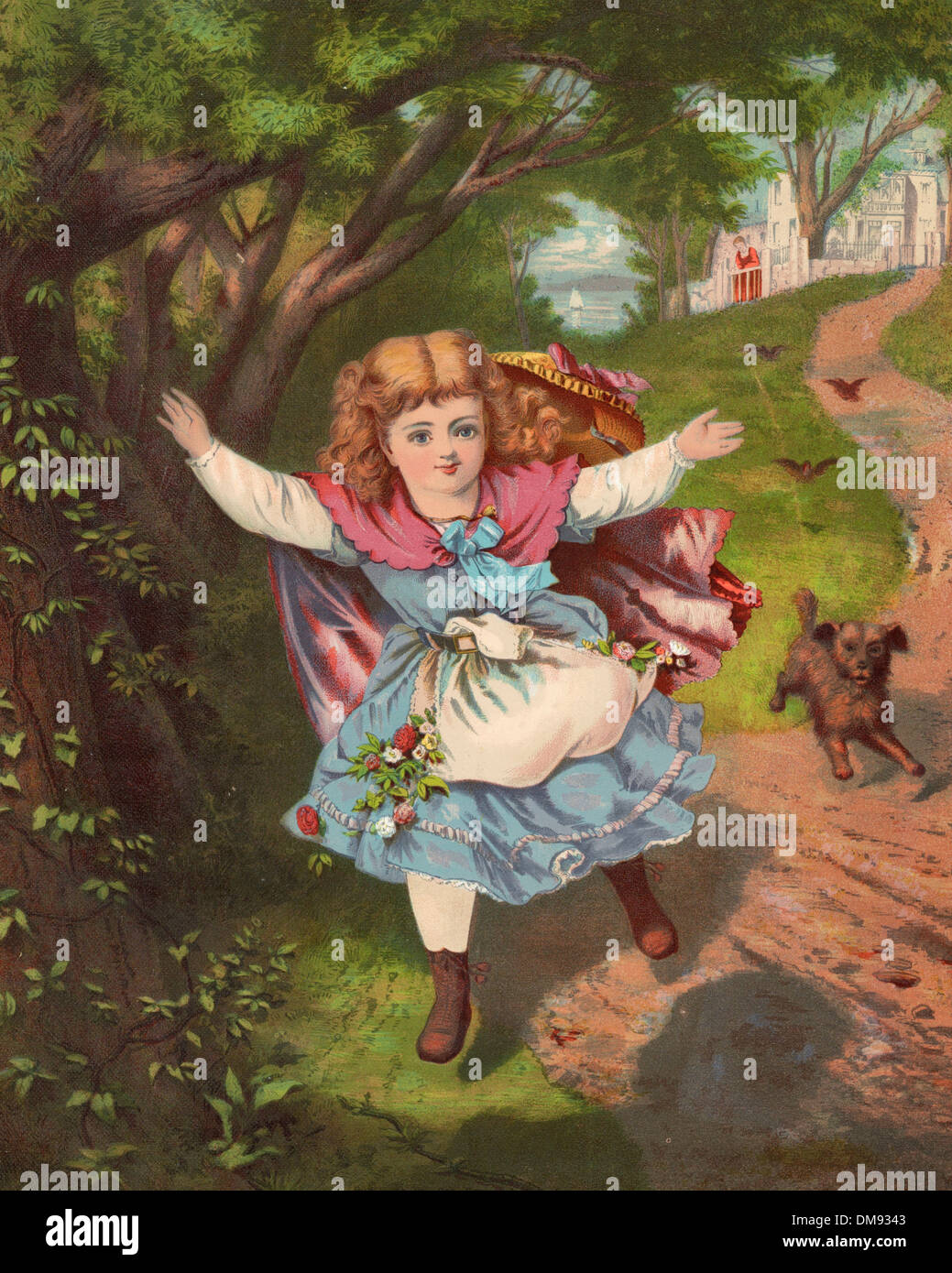 Papa's coming - little girl running to greet her returning Papa - circa  1874 Stock Photo - Alamy