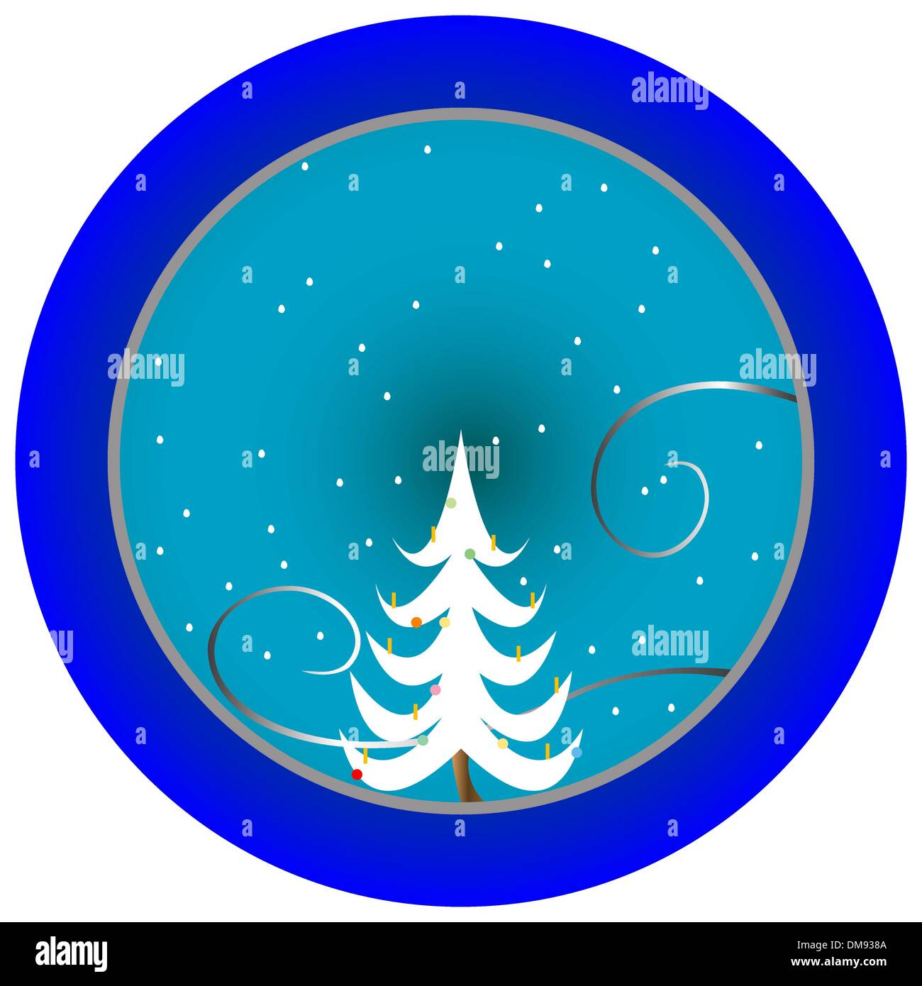 christmas tree blue medallion Stock Vector