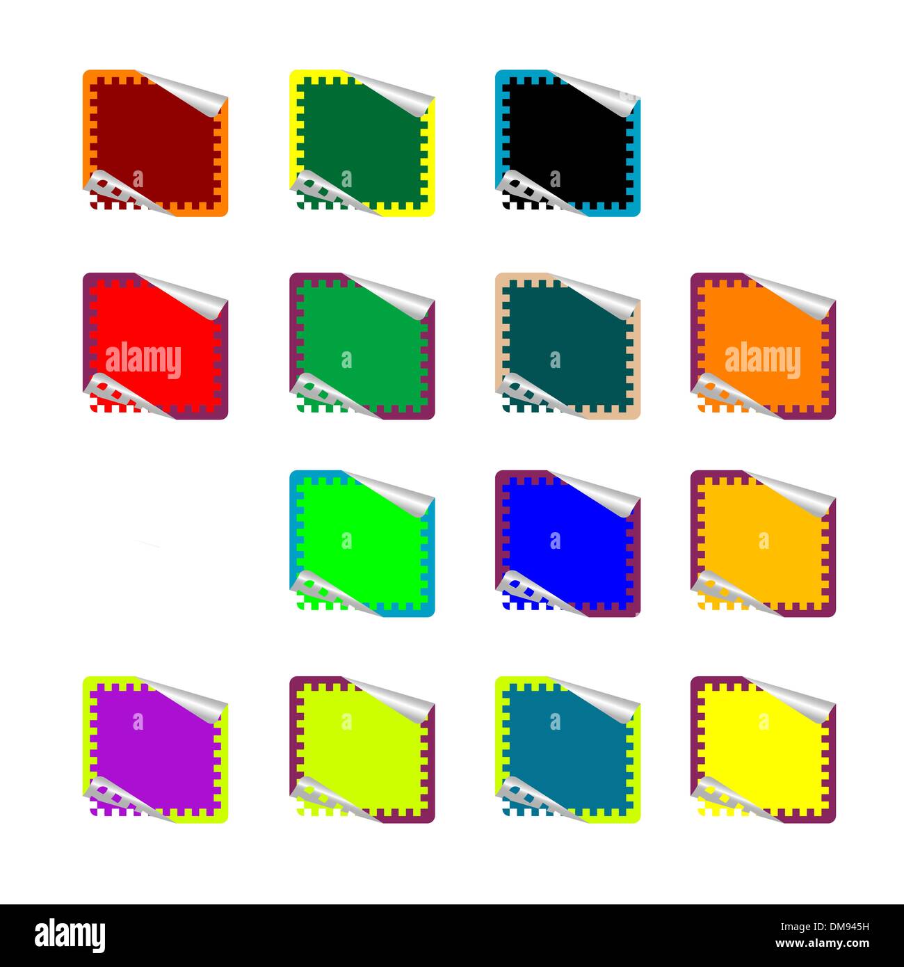 double rounded rectangle colored stickers isolated on white Stock