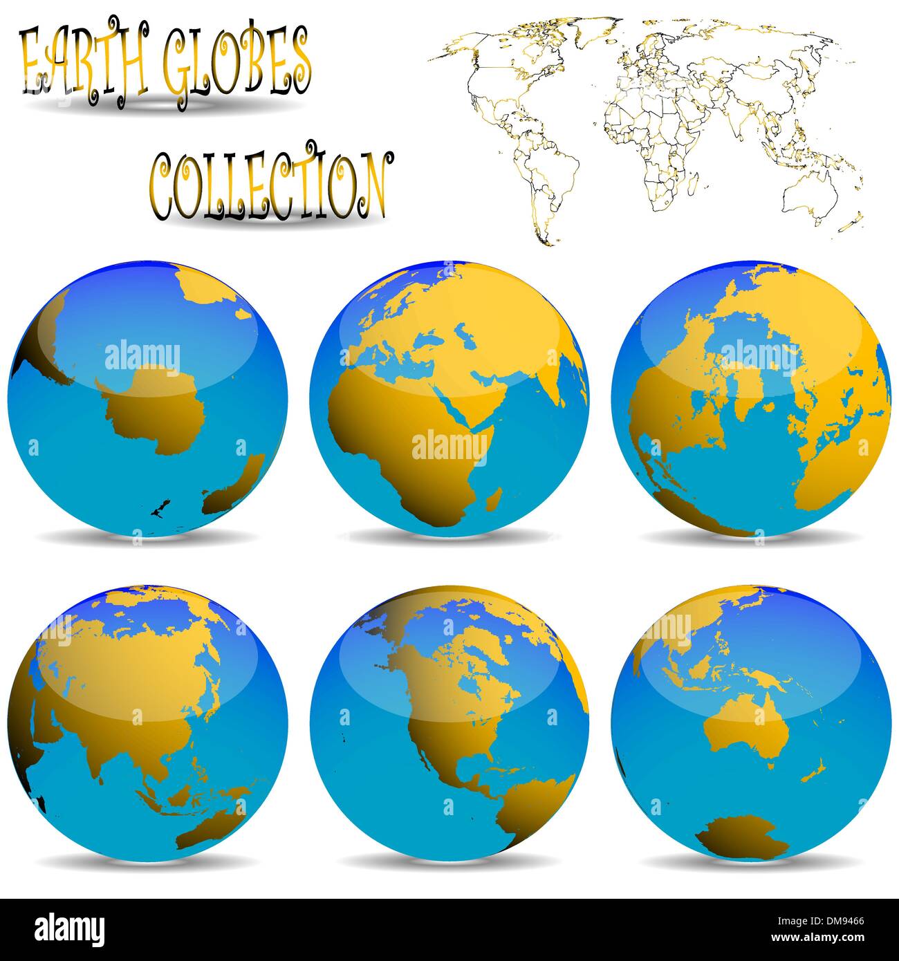 earth globes against white Stock Vector