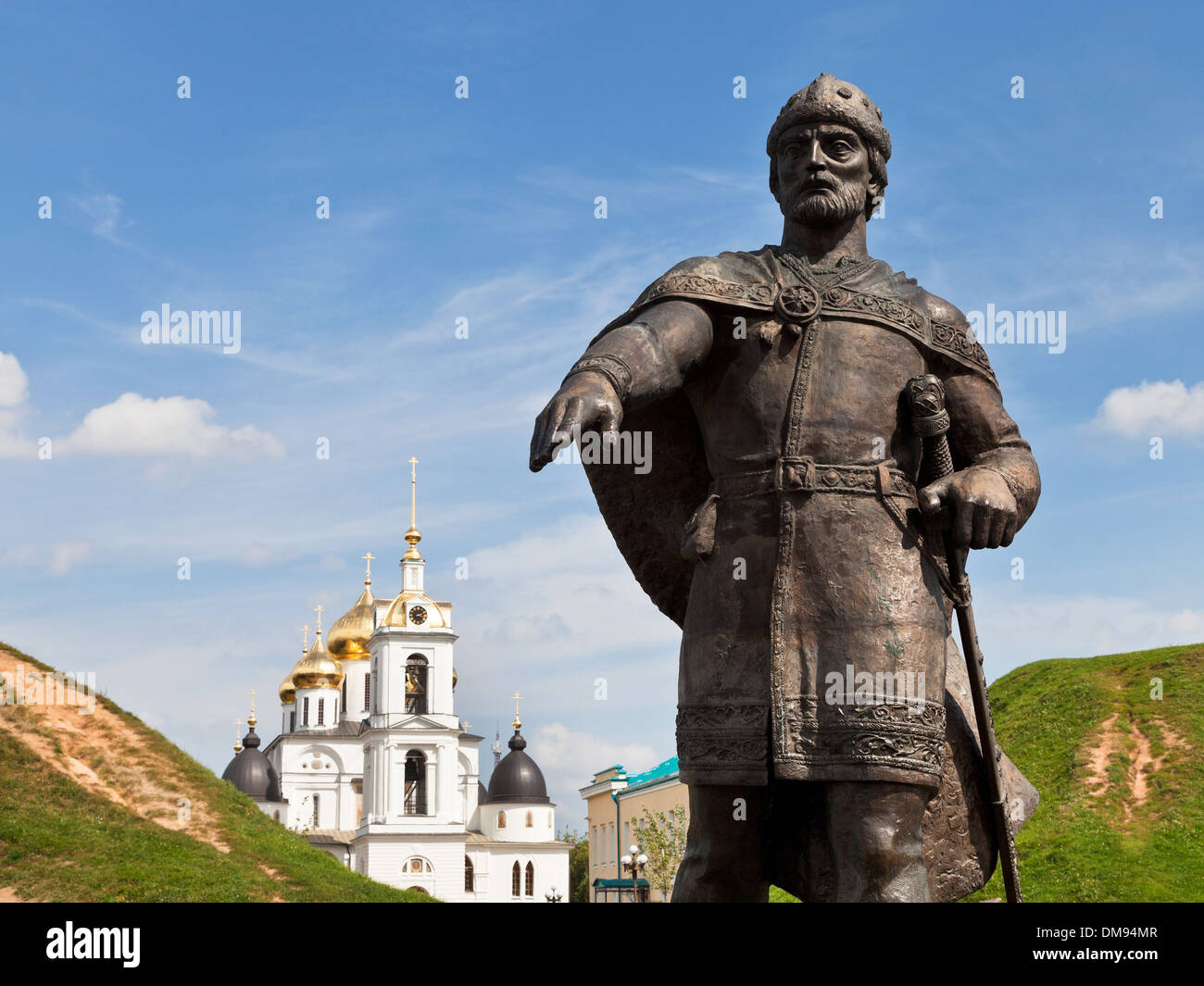 Yury Dolgoruky Monument near Dmitrov Kremlin, Russia Stock Photo
