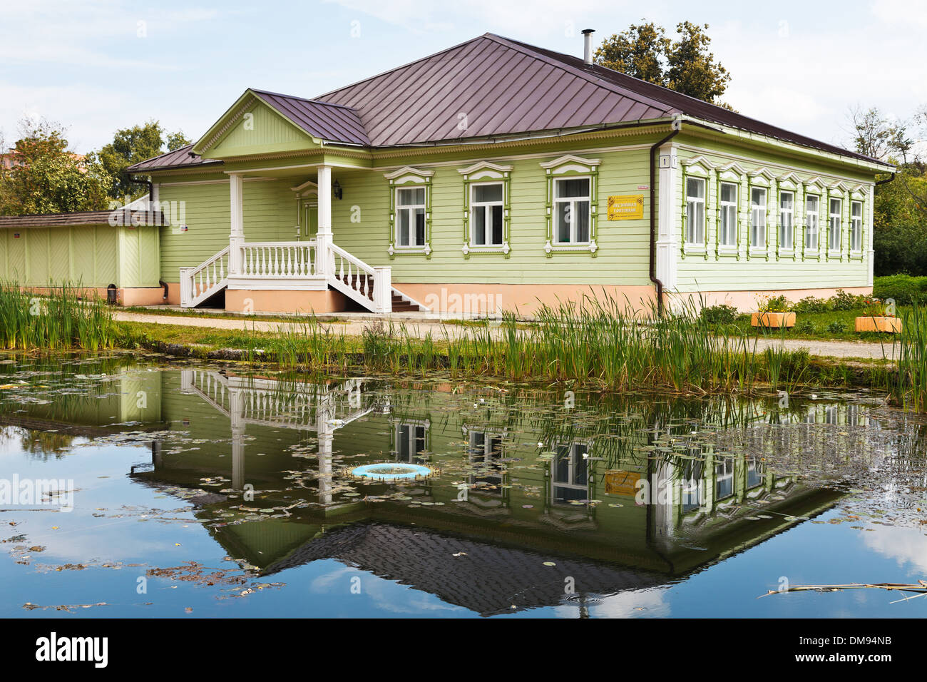 old russian wooden house of XIX century, Dmitrov, Russia Stock Photo