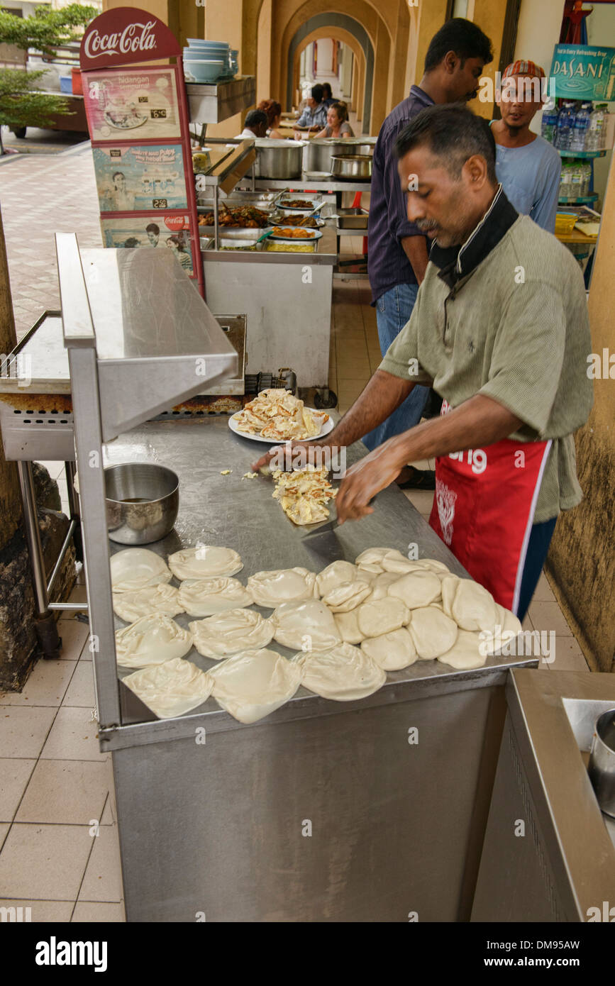 roti vendor in Little India, Georgetown, Penang, Malaysia Stock Photo