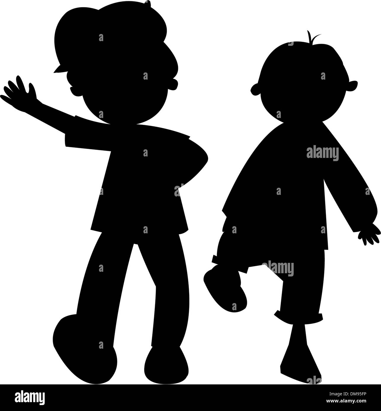 happy children silhouettes Stock Vector