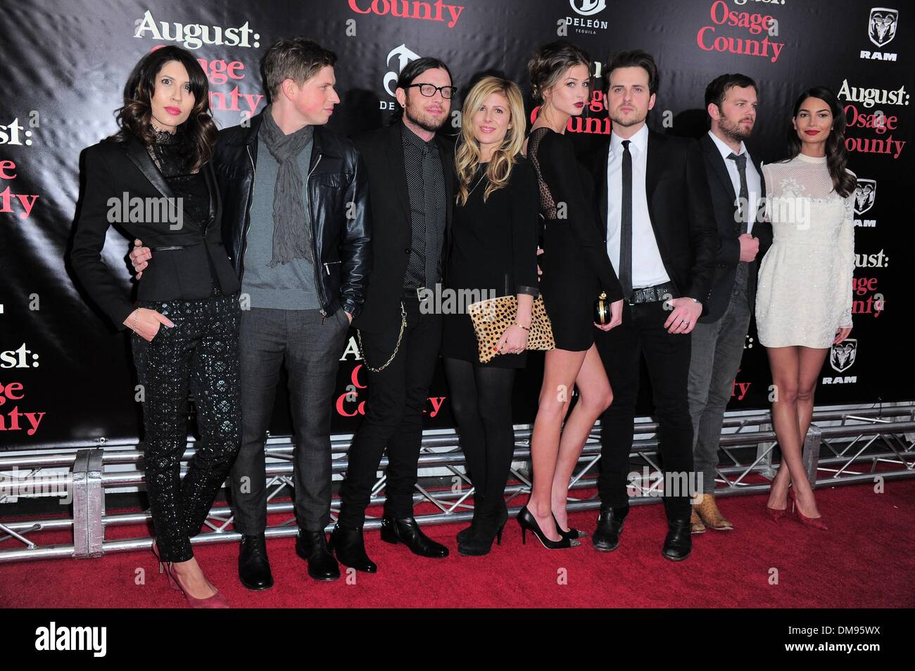 New York, NY, USA. 12th Dec, 2013. Johanna Bennett, Matthew Followill, Nathan Followill, Jessie Baylin, Martha Patterson, Jared Followill, Caleb Followill, Lily Aldridge at arrivals for AUGUST: OSAGE COUNTY Premiere, The Ziegfeld Theatre, New York, NY December 12, 2013. Credit:  Gregorio T. Binuya/Everett Collection/Alamy Live News Stock Photo