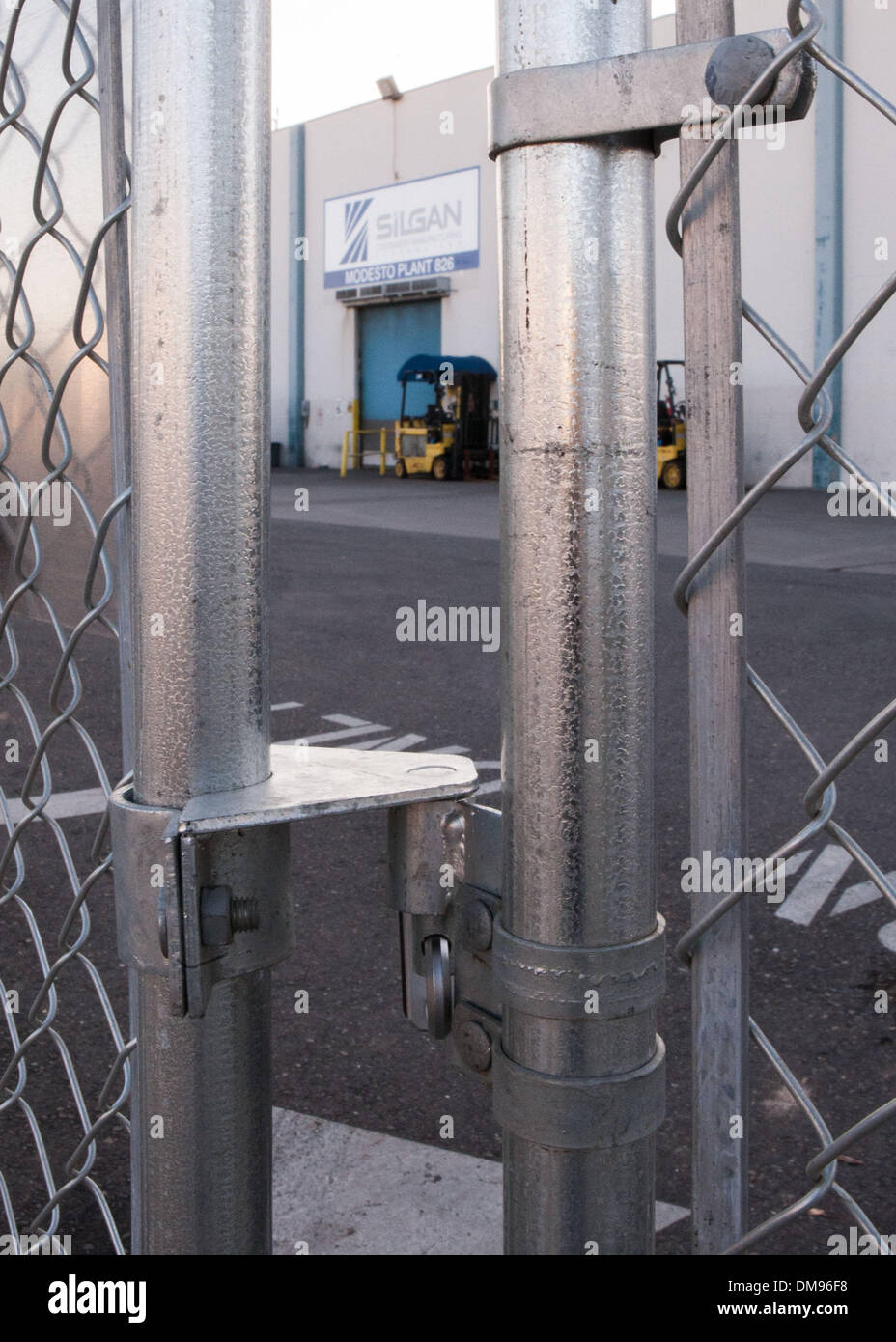 Modesto, CA, USA. 12th Dec, 2013. A locked gate keeps nearly one