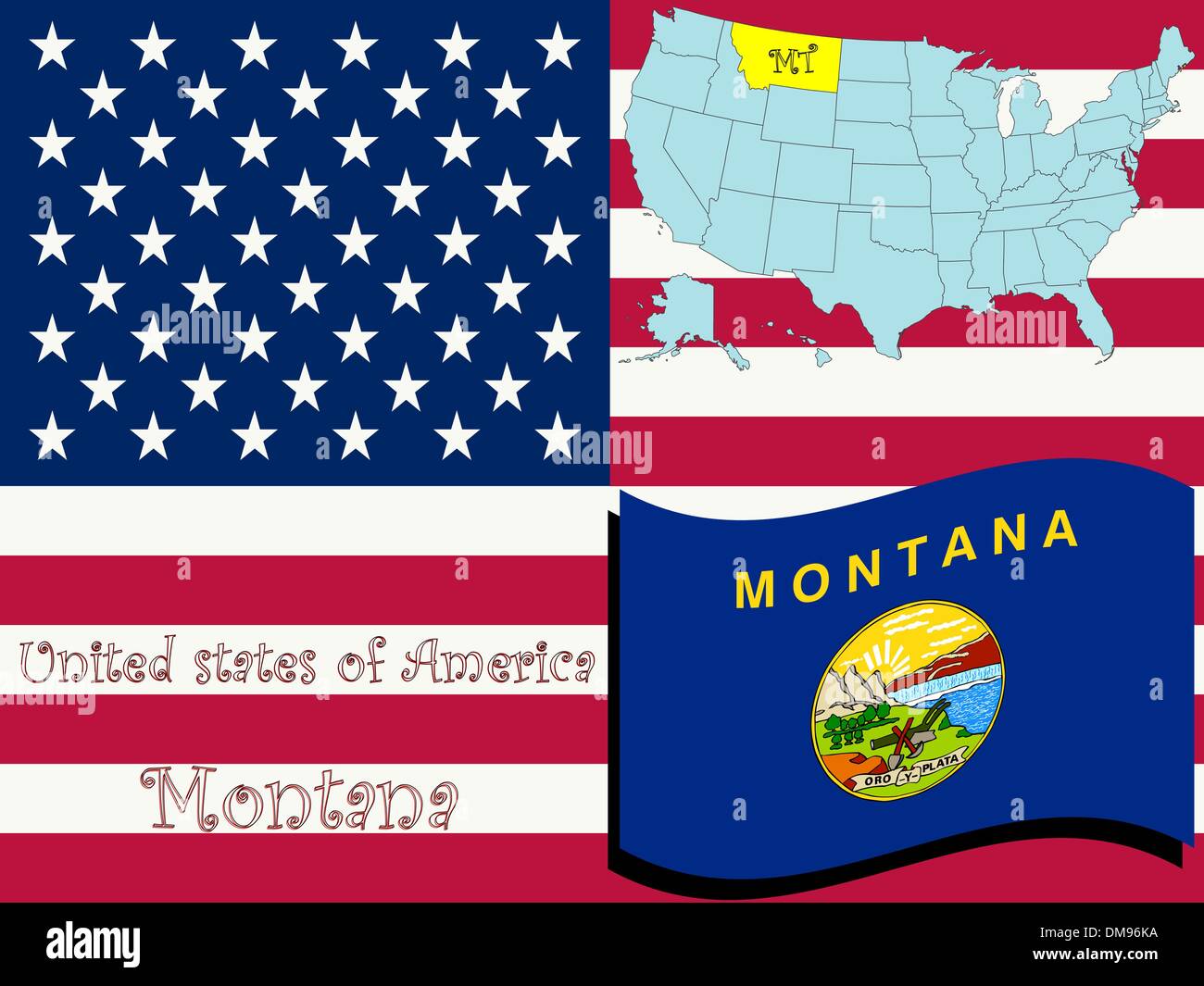 Washington oregon idaho montana map hi-res stock photography and images ...