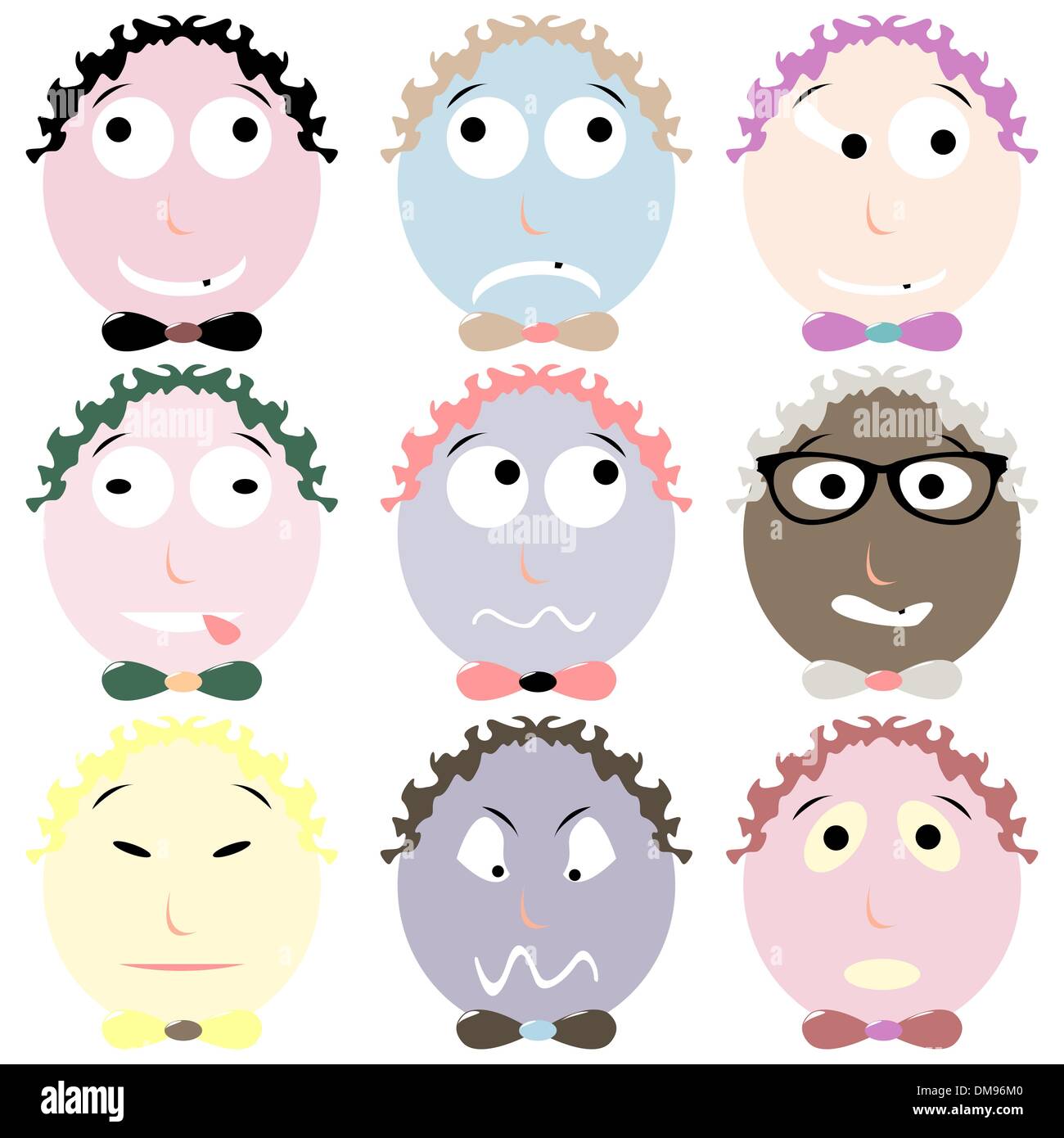 nine emoticons Stock Vector