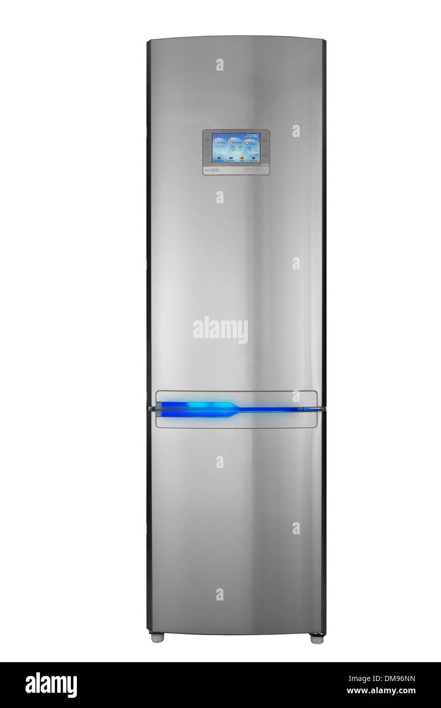 Two door refrigerator isolated on white Stock Photo