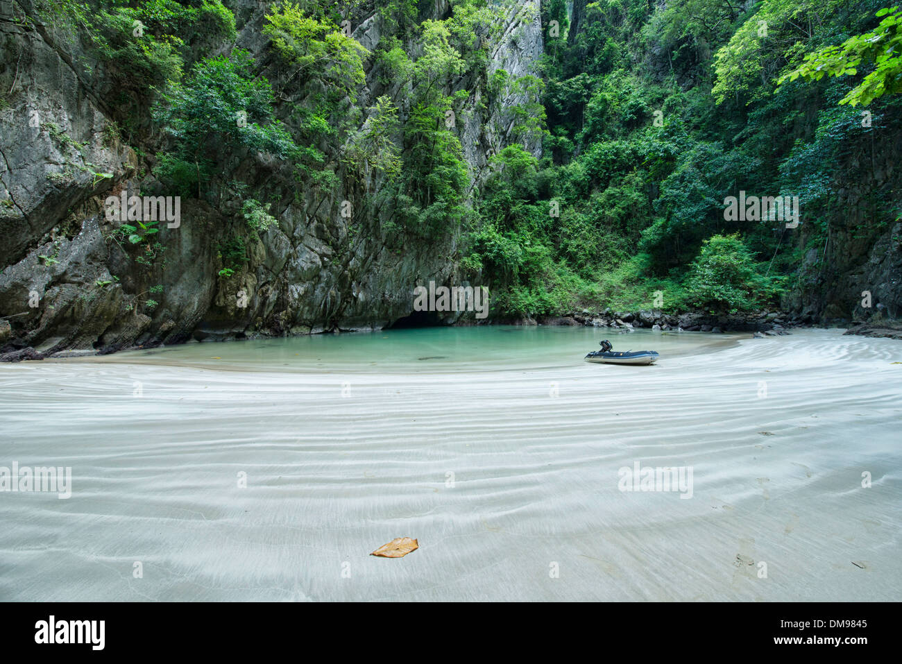 The hidden Emerald Cave (Tham Morakot) on Koh Mook island in Thailand Stock Photo