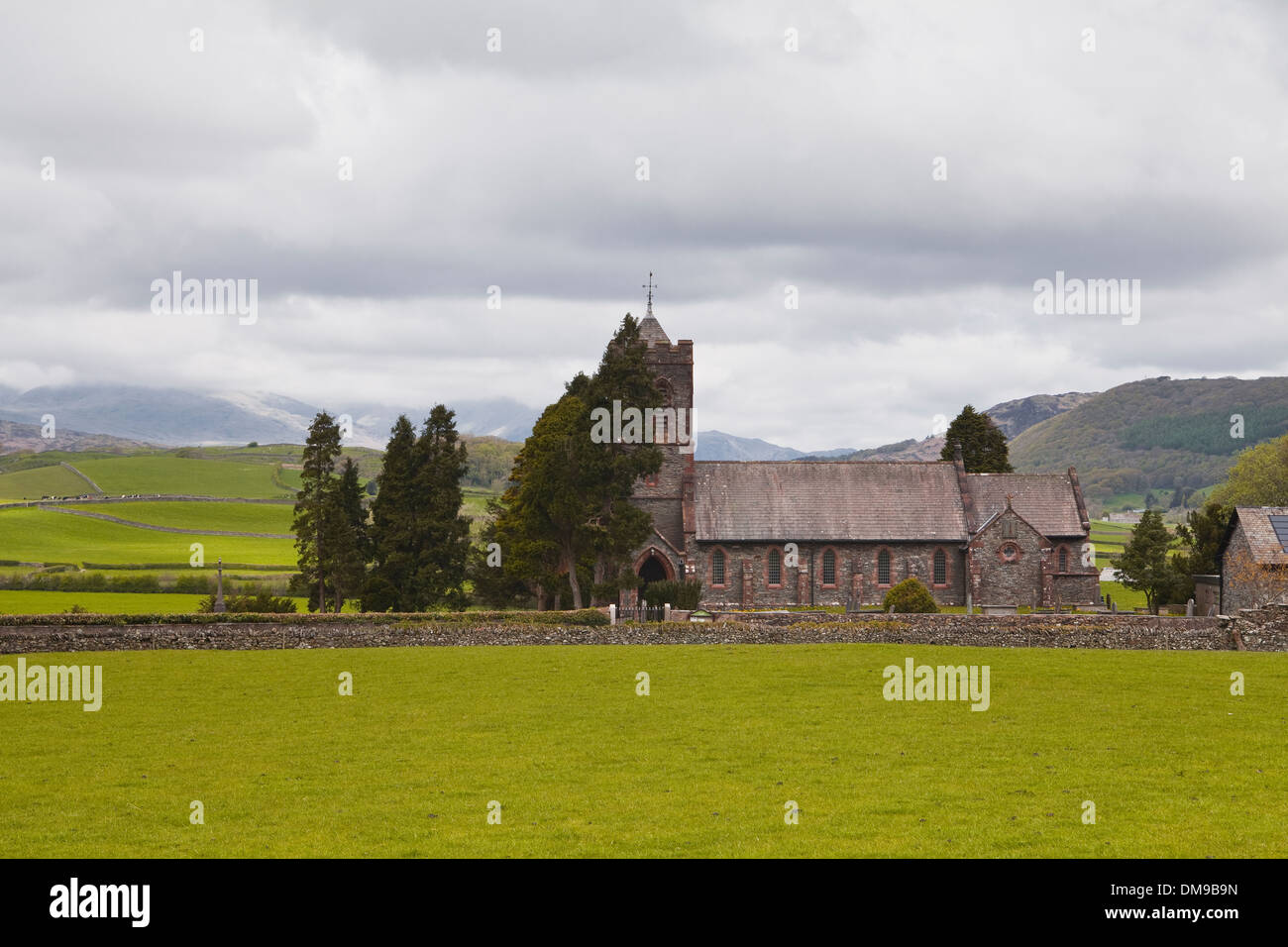 St Luke's church in the village of Lowick. The church is in the Lake District national park, England. Stock Photo