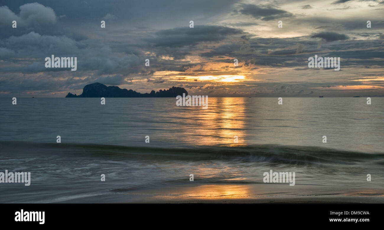 sunset with an 8 stop neutral density filter on Koh Sukorn island in Thailand Stock Photo