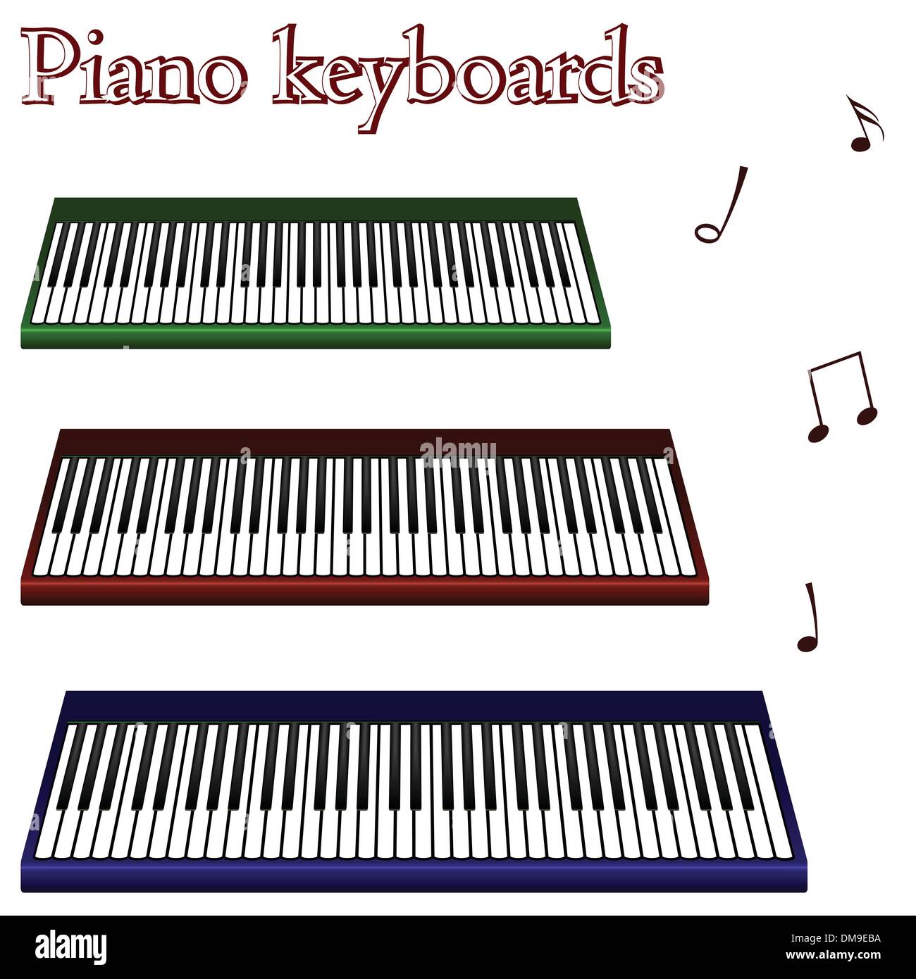 piano keyboards against white Stock Vector