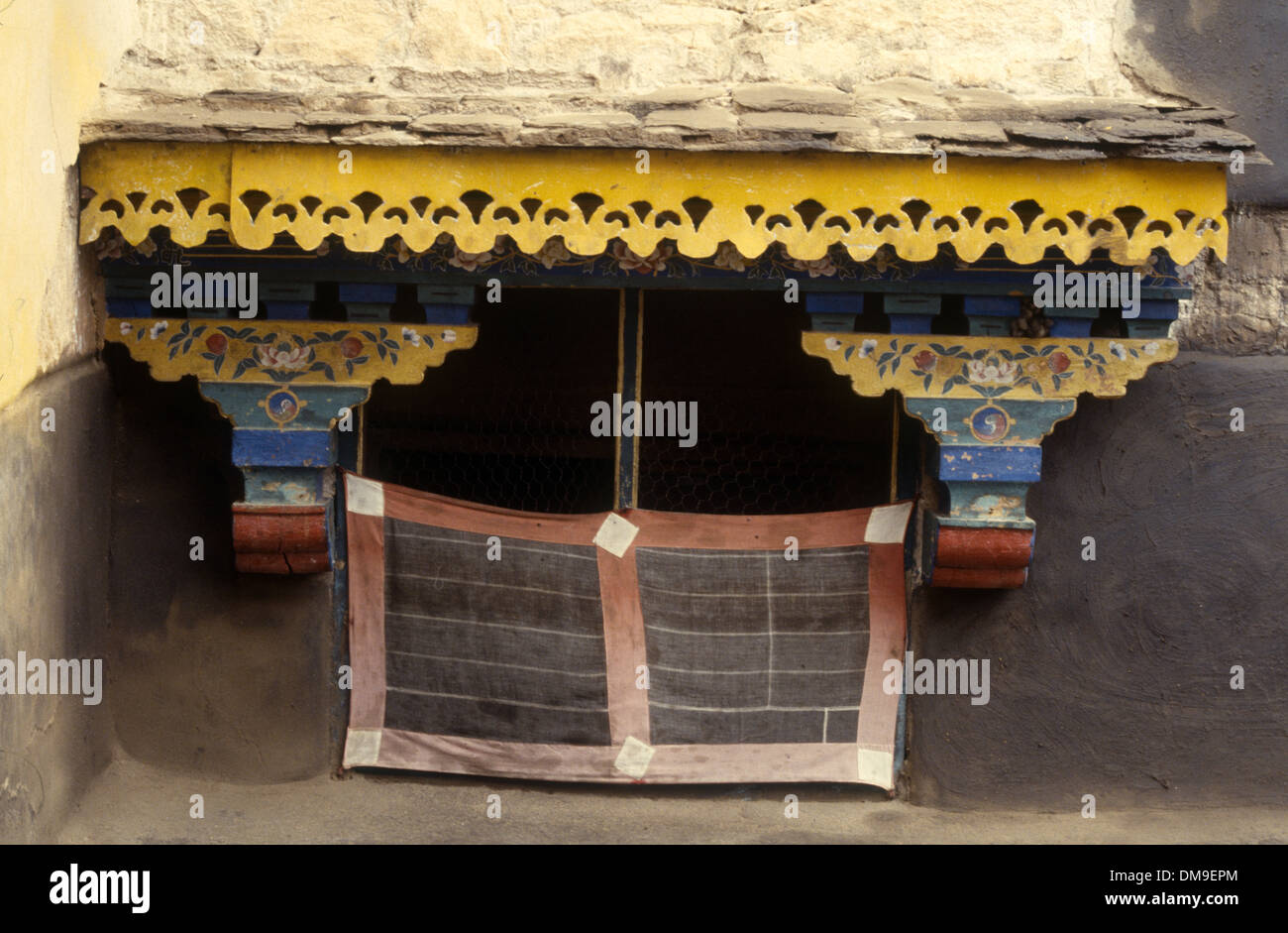A traditionally decorated window find in a monastery of Lhasa, Tibet, China Stock Photo