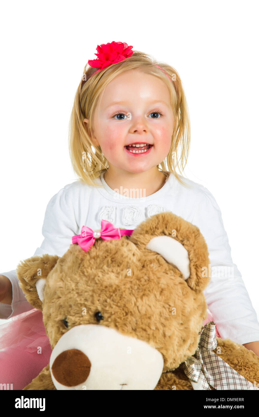 Cute preschool girl isolated on white Stock Photo