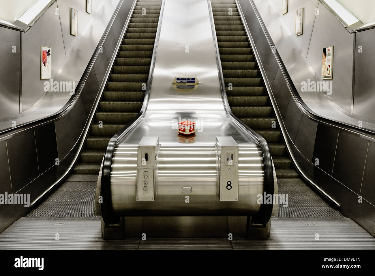 Escalator in an Underground Station, London, UK. Stock Photo