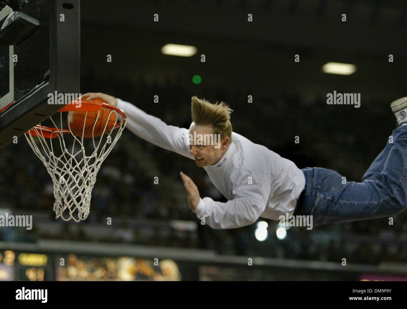 Kings fan B.J. Norell from Portland gets picked from the stands by