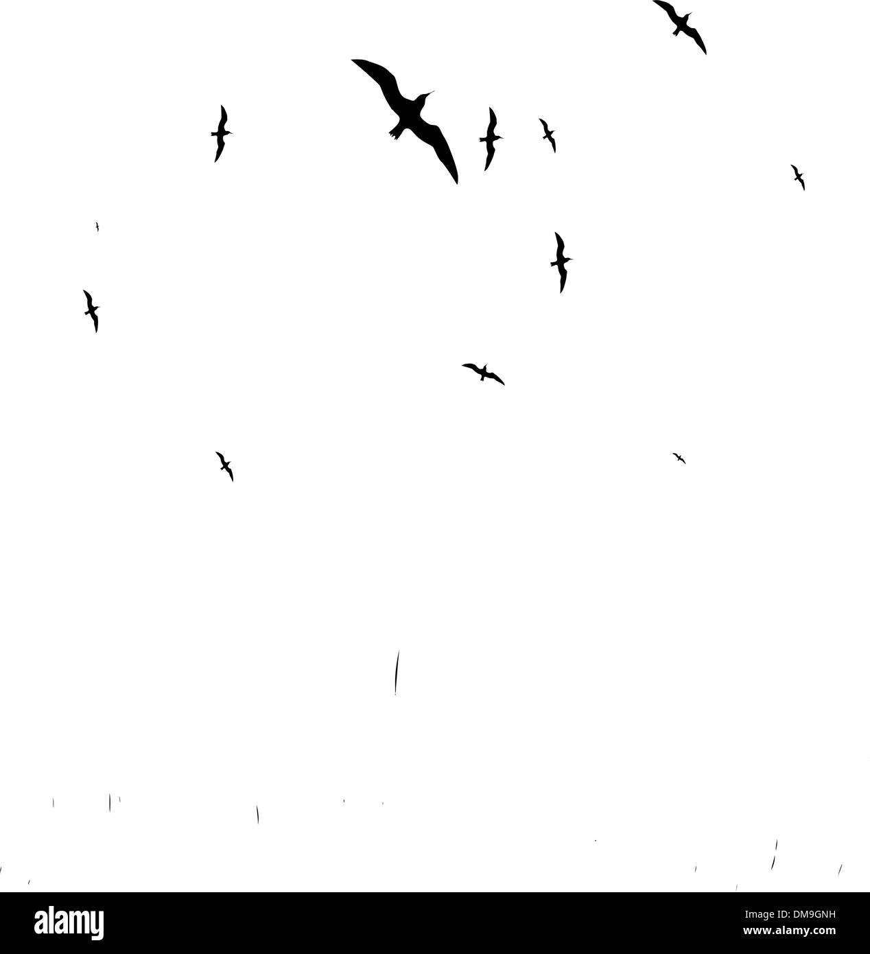 Summer holiday, man is jumping on meadow, black silhouette Stock Vector