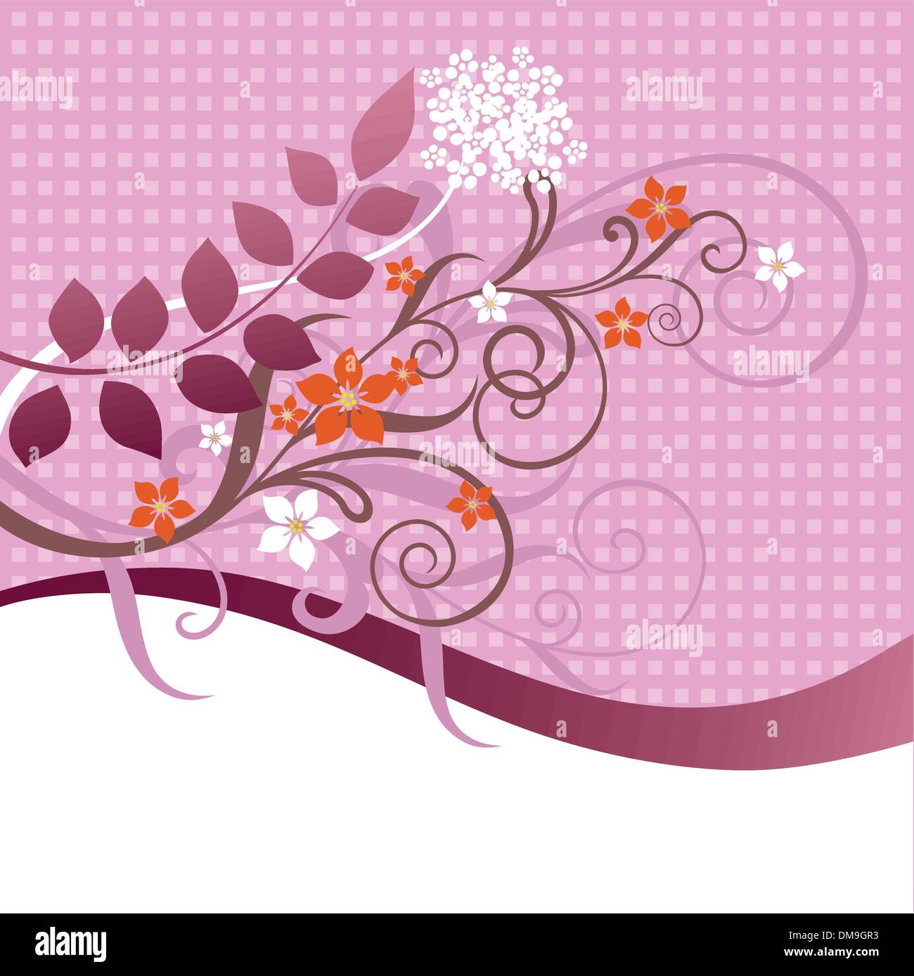 Pink and orange floral ornament Stock Vector