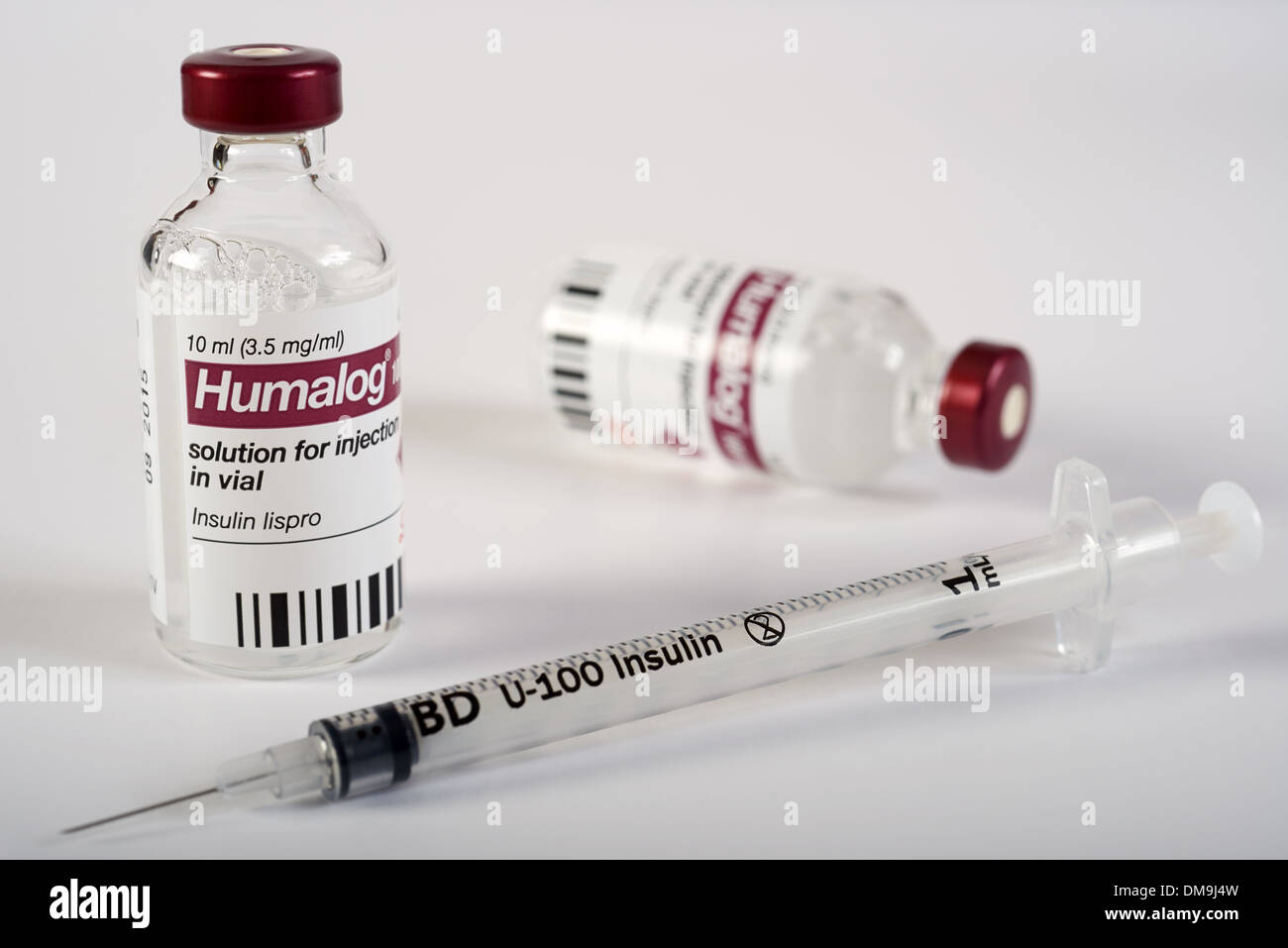 Humalog insulin lispro 10 ml bottles Stock Photo