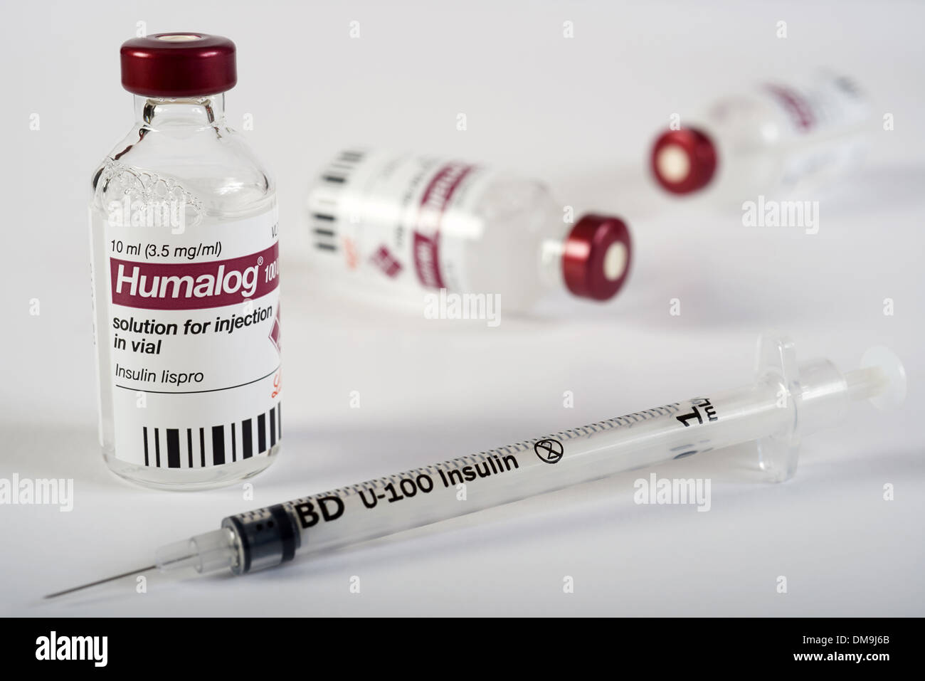 Humalog insulin lispro 10 ml bottles Stock Photo