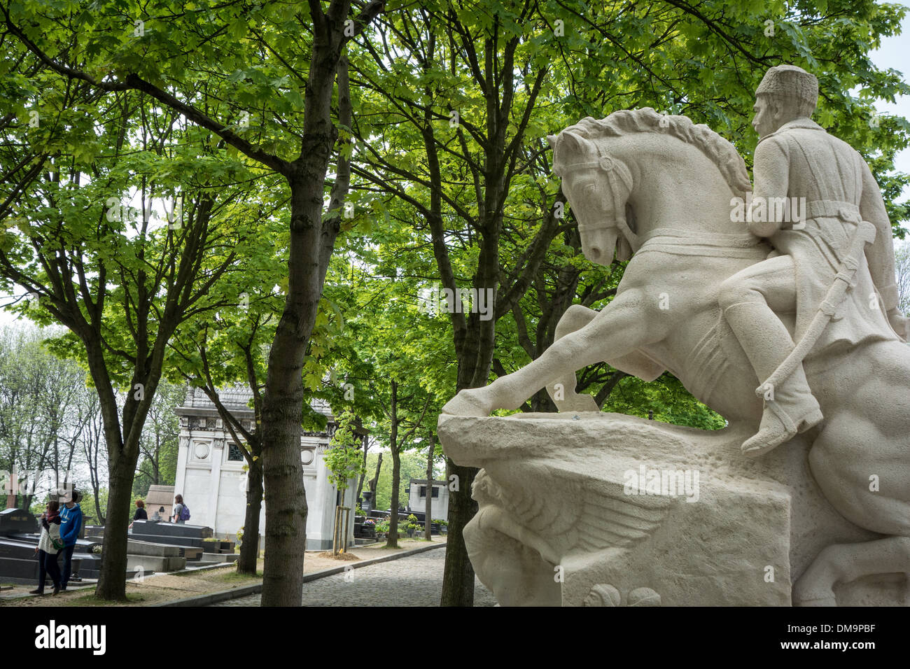 EQUESTRIAN STATUE ON THE GRAVE OF GENERAL ANDRANIK, PERE-LACHAISE CEMETERY, PARIS 20TH ARRONDISSEMENT, FRANCE Stock Photo