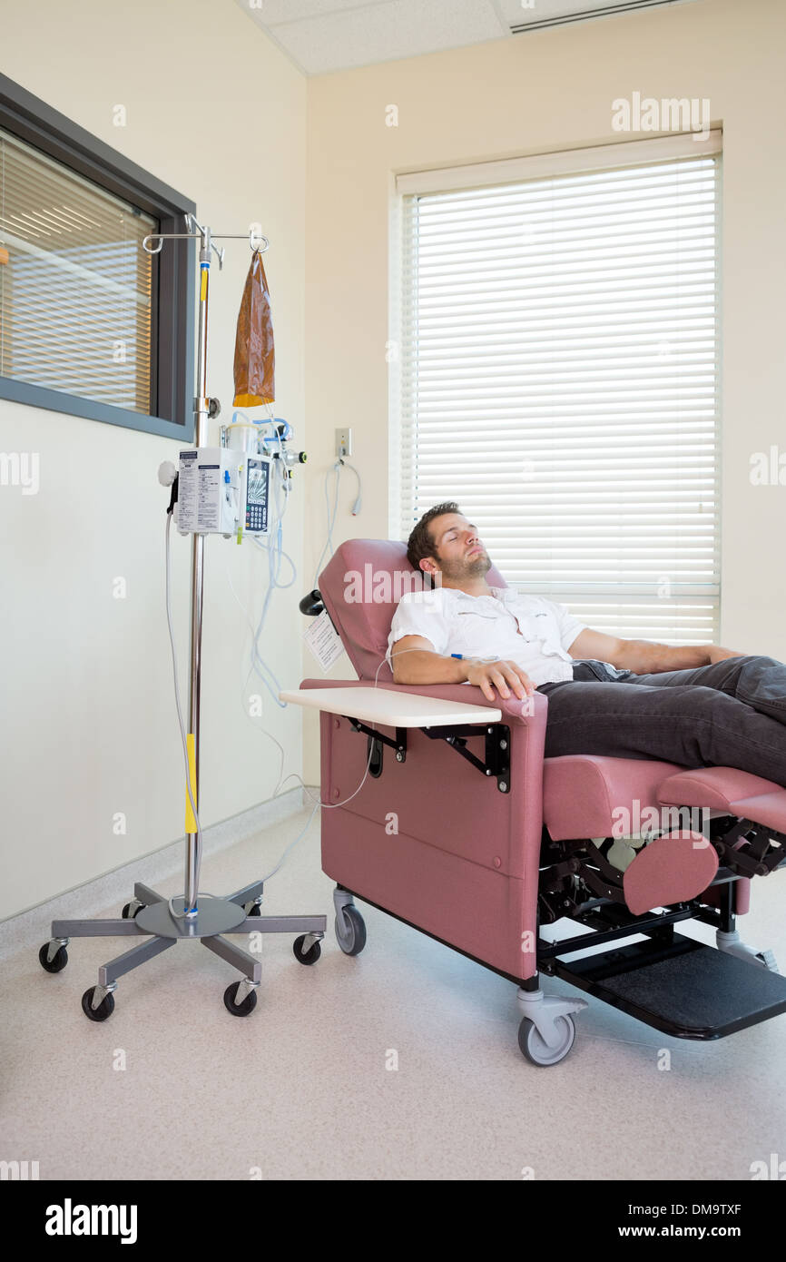 Patient Relaxing During Chemotherapy Stock Photo Alamy