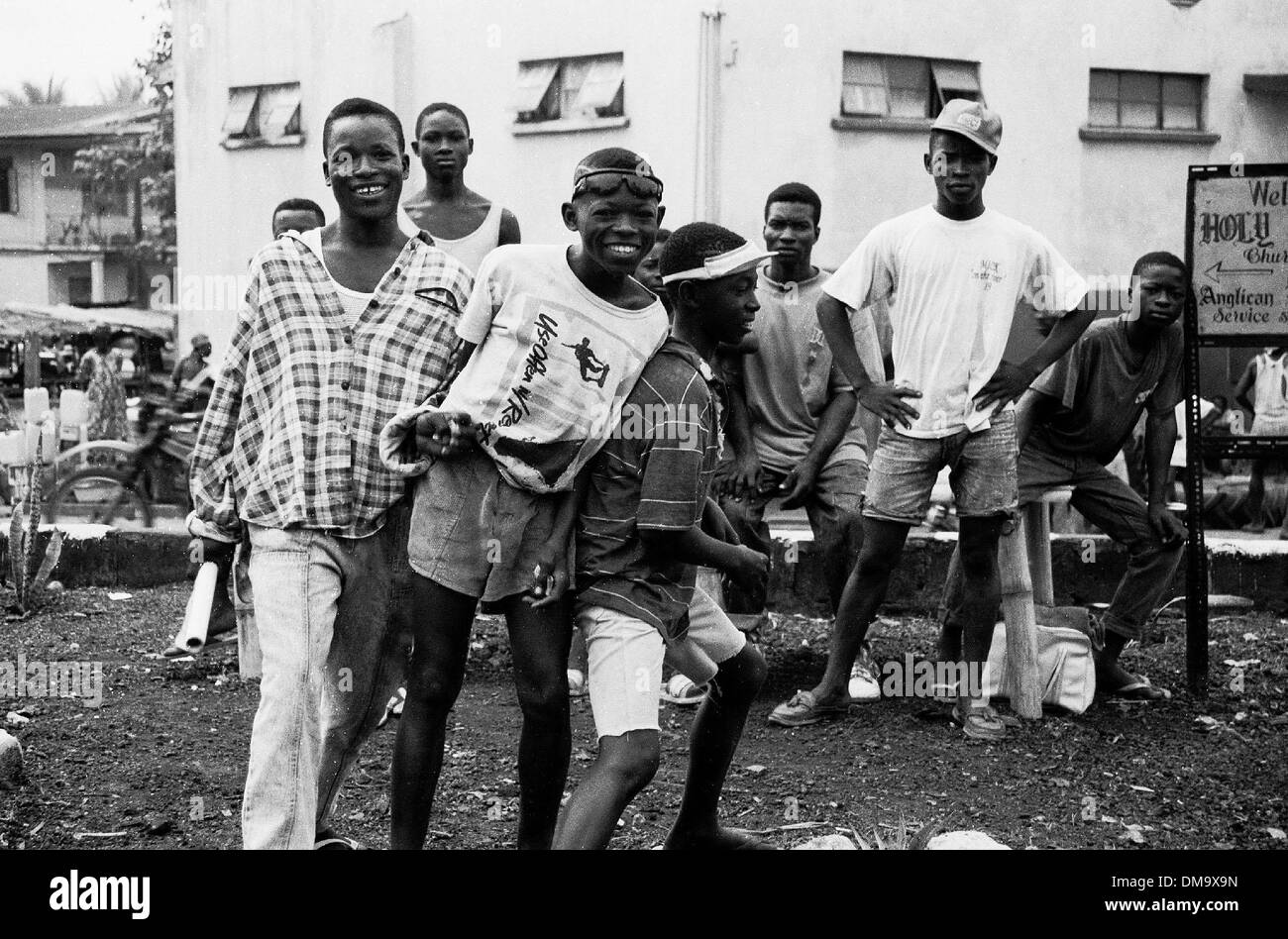Mar 01, 1993 - Kenema, Sierra Leone - Teenagers outside local church in ...