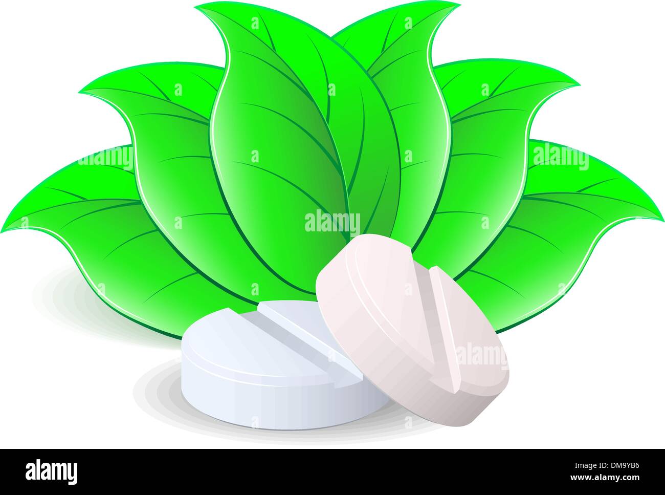 Medicament: two pills and capsulesover. Vector. Stock Vector