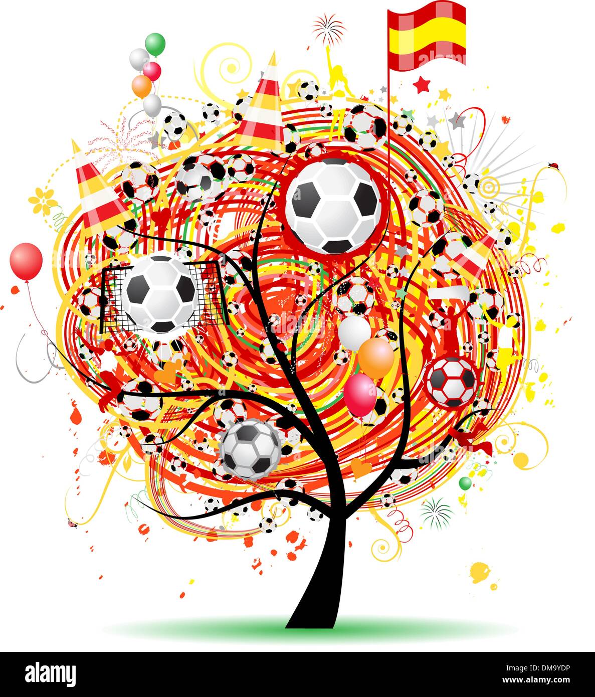 Football tree design, Spanish flag Stock Vector