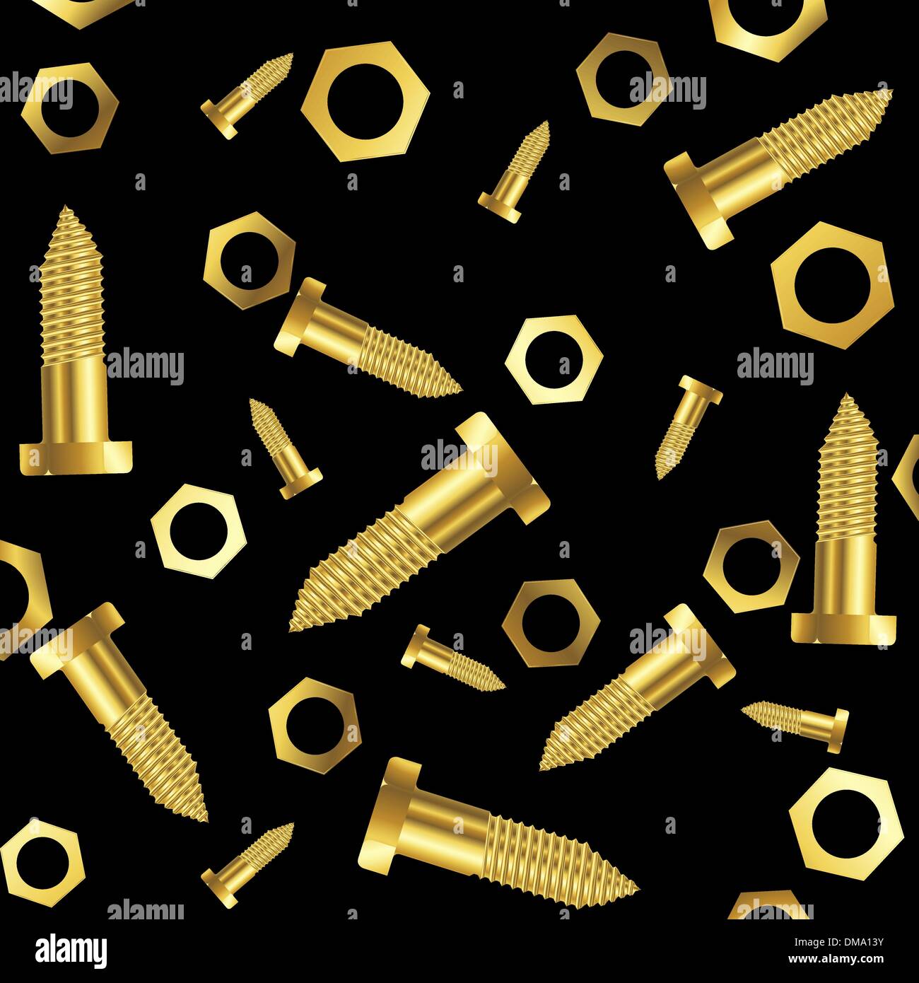 screws and nuts over black background Stock Vector