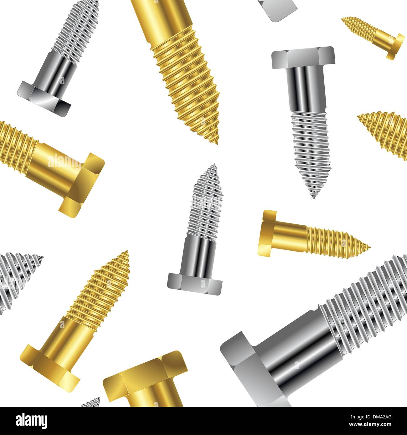 seamless goldish - silver screw pattern Stock Vector