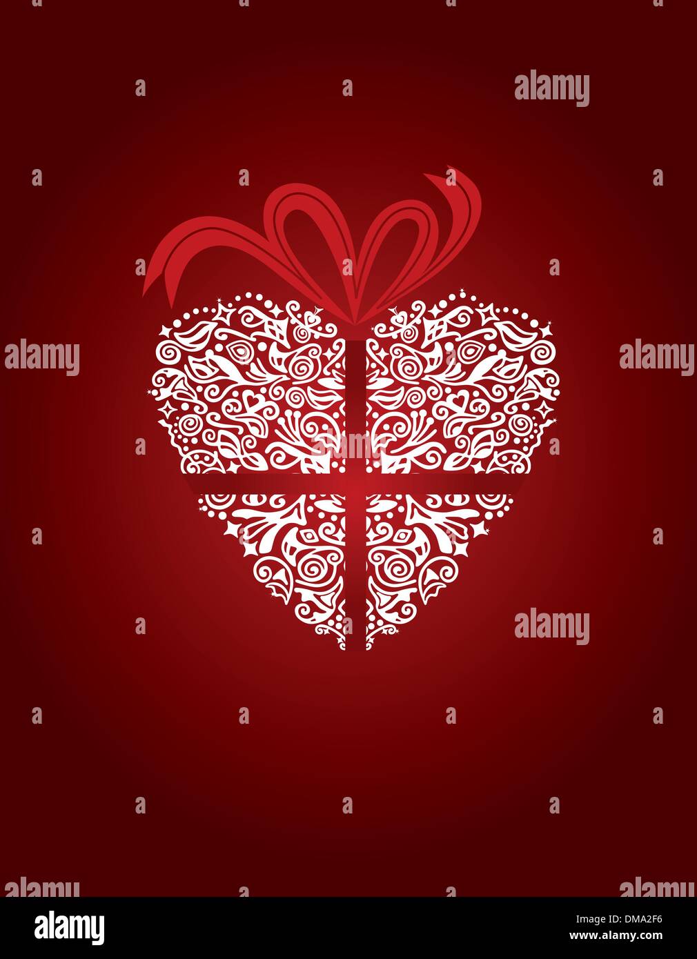 Red greeting card with decorative white heart Stock Vector Image & Art ...