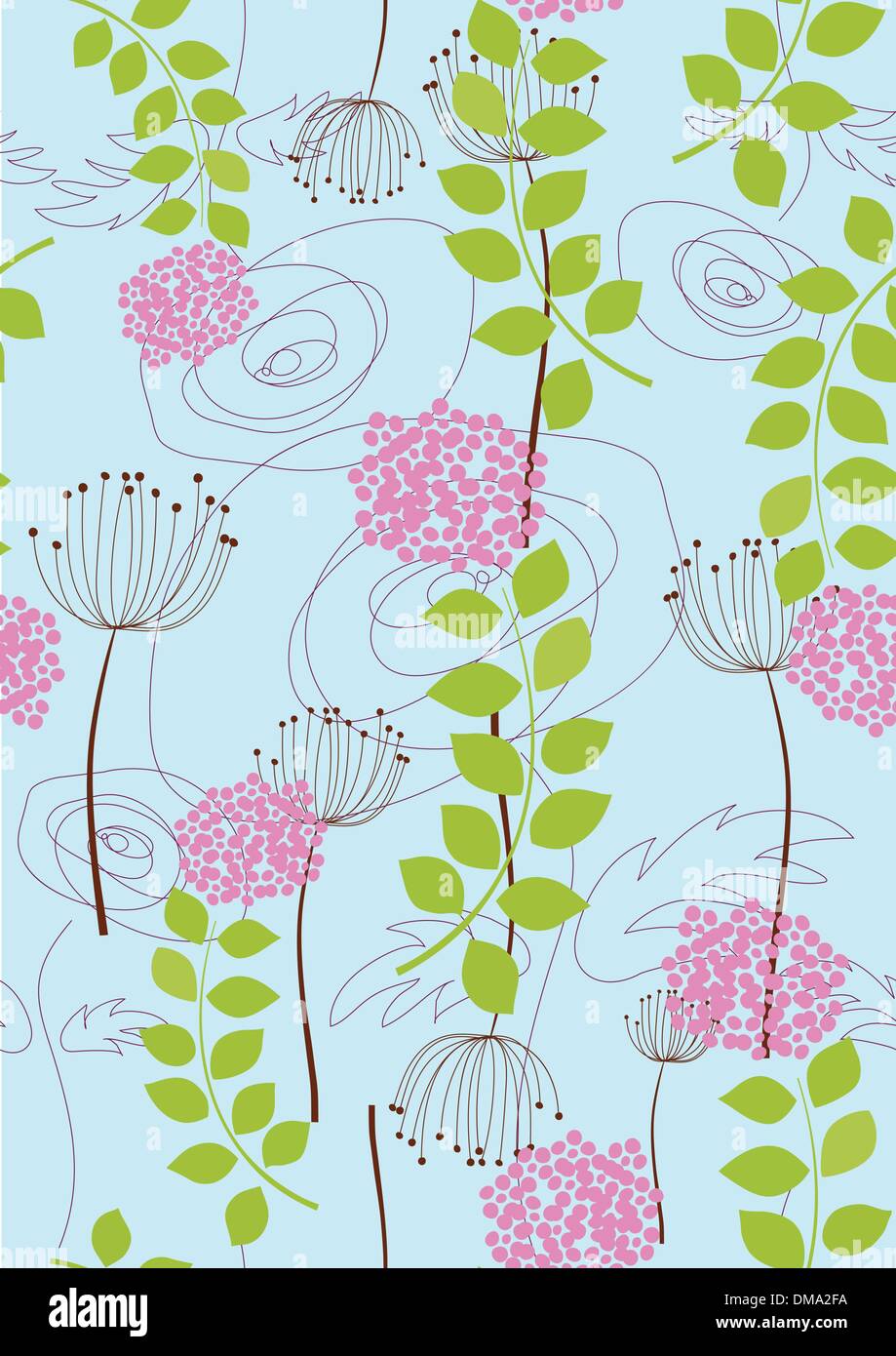 Rose, dandelion and flower wallpaper Stock Vector