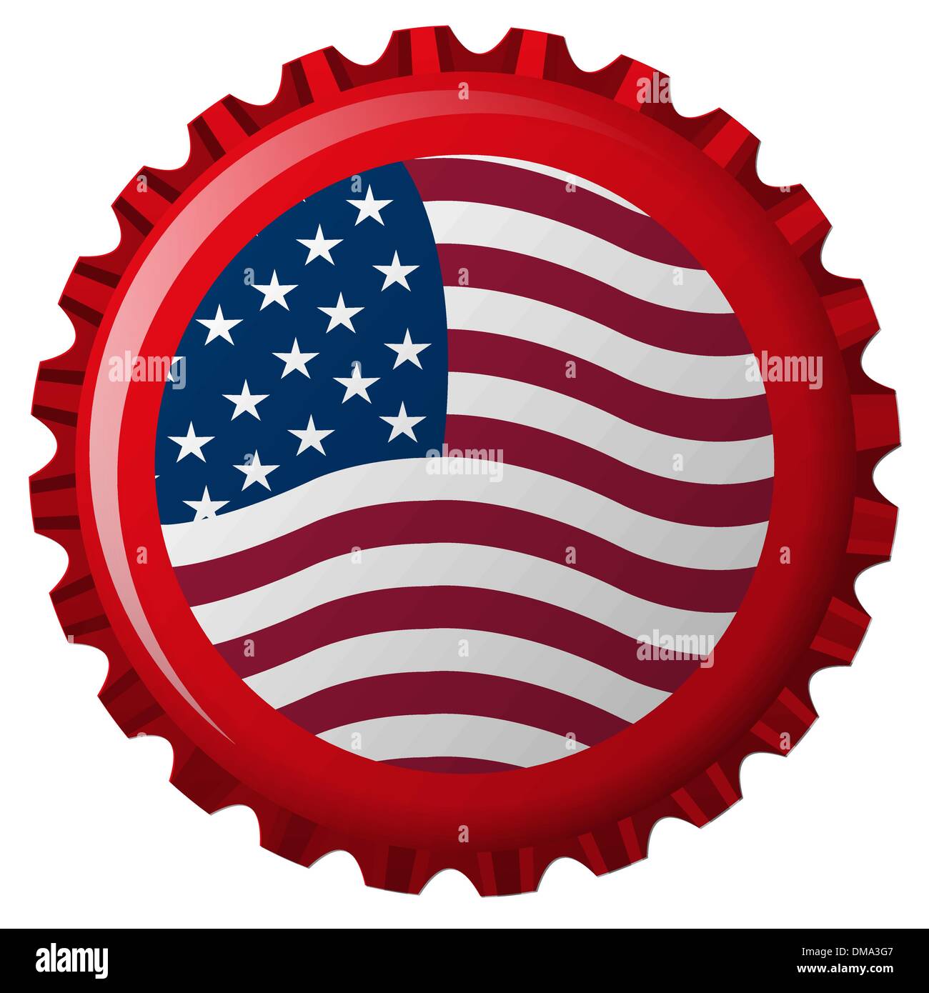united states stylized flag on bottle cap Stock Vector