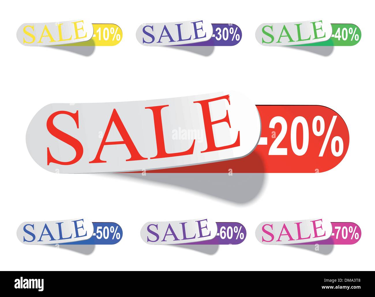 Glossy Retail Sticker Set: Sell And Discount Stock Vector