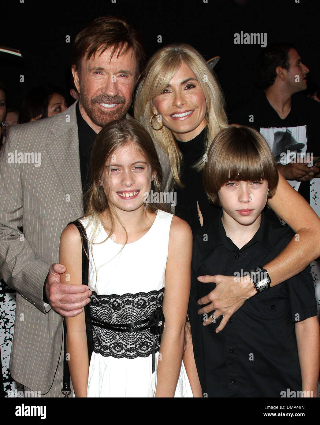 Chuck Norris with his wife Gena and twins Dakota and Danilee at Los Angeles Premiere of
