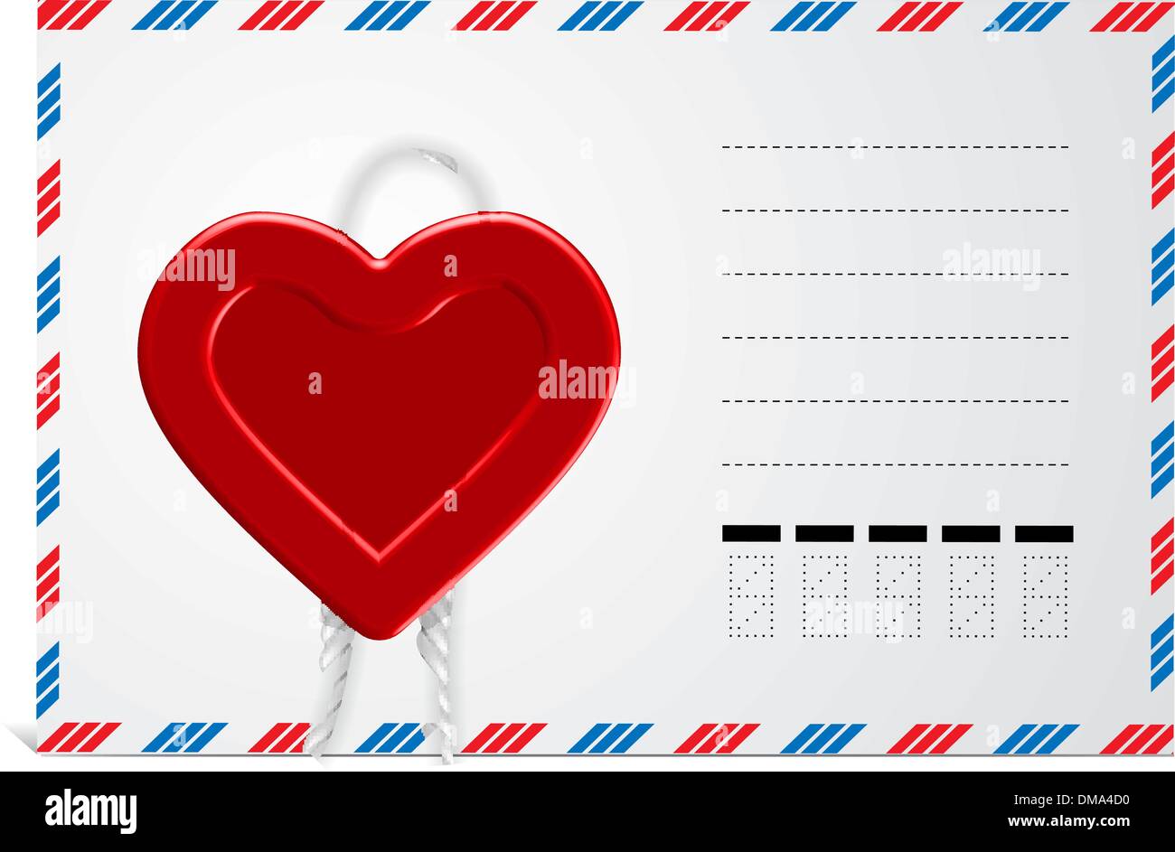 Envelope With Hearts, Isolated On White Background Stock Vector