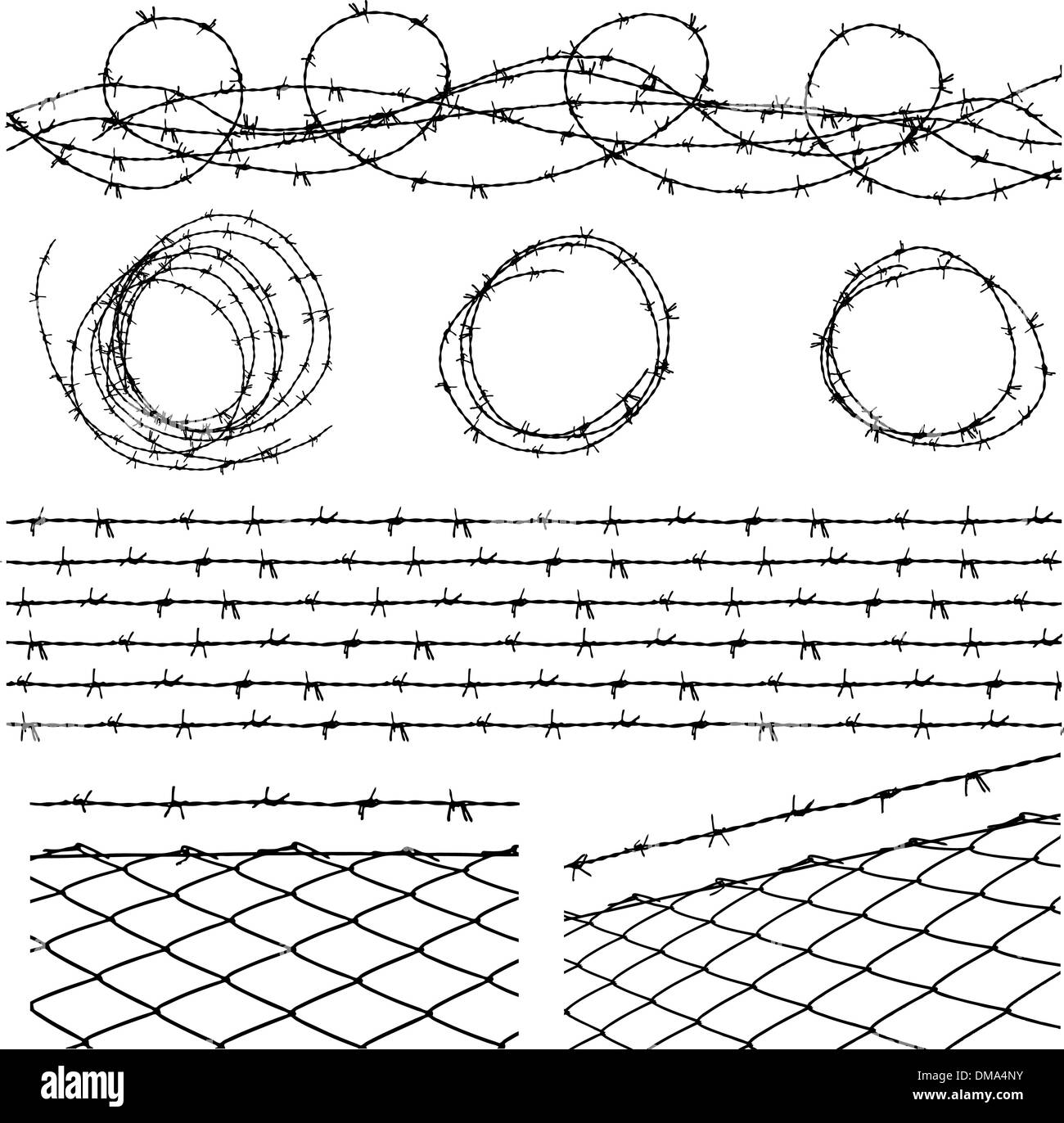Barbed wire elements Stock Vector