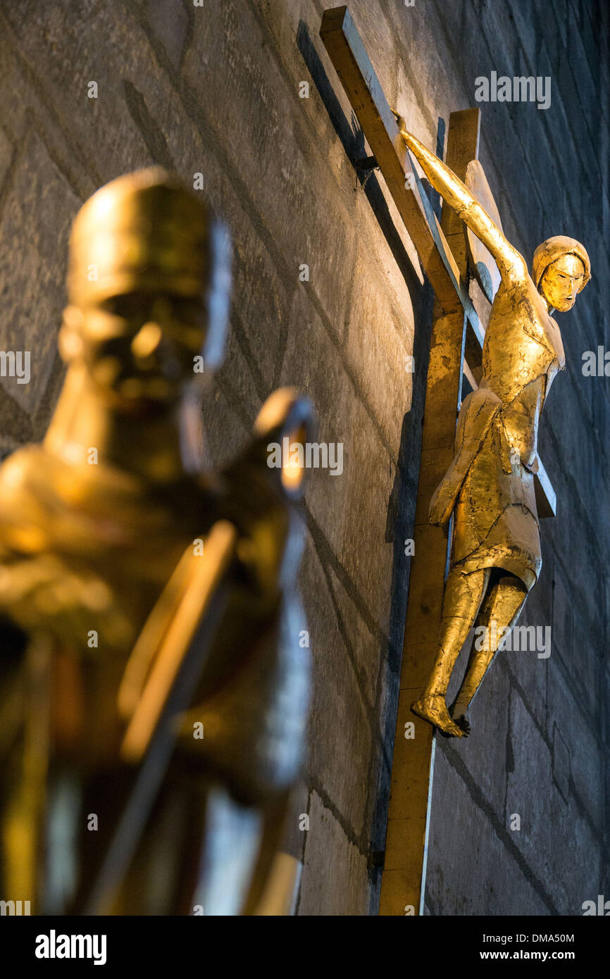 MODERN GILDED STATUE OF CHRIST ON THE CROSS, NOTREDAMEDEPARIS PARIS