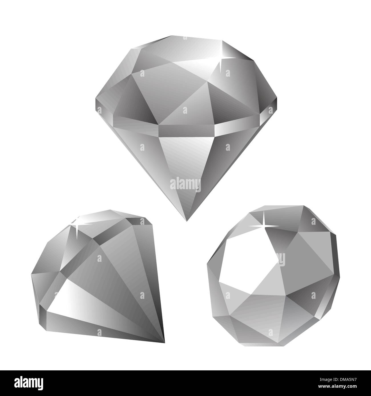 Set of greyscale black gems Royalty Free Vector Image