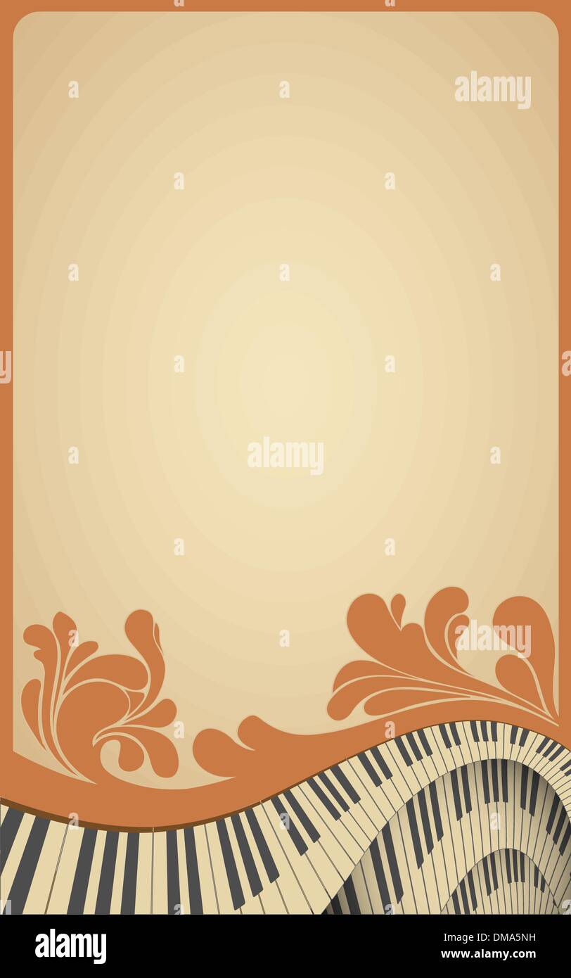 old musical frame with piano keyboard Stock Vector