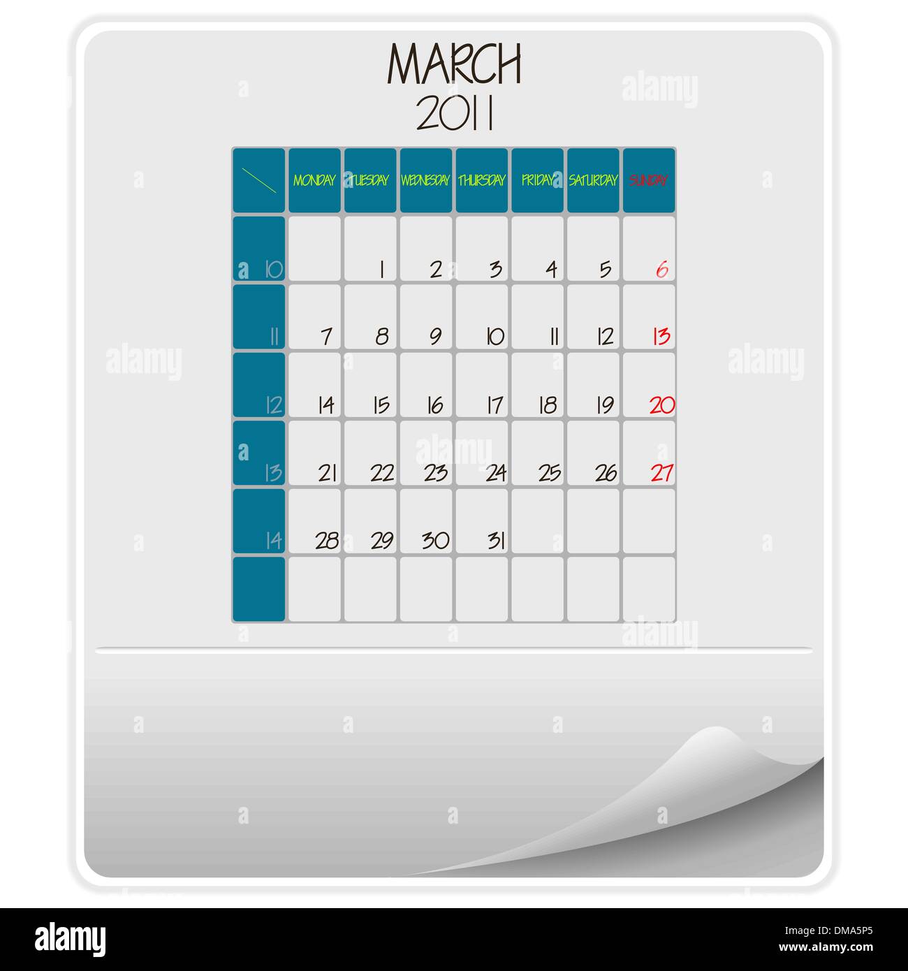 Sheet calendar Stock Vector Images - Alamy