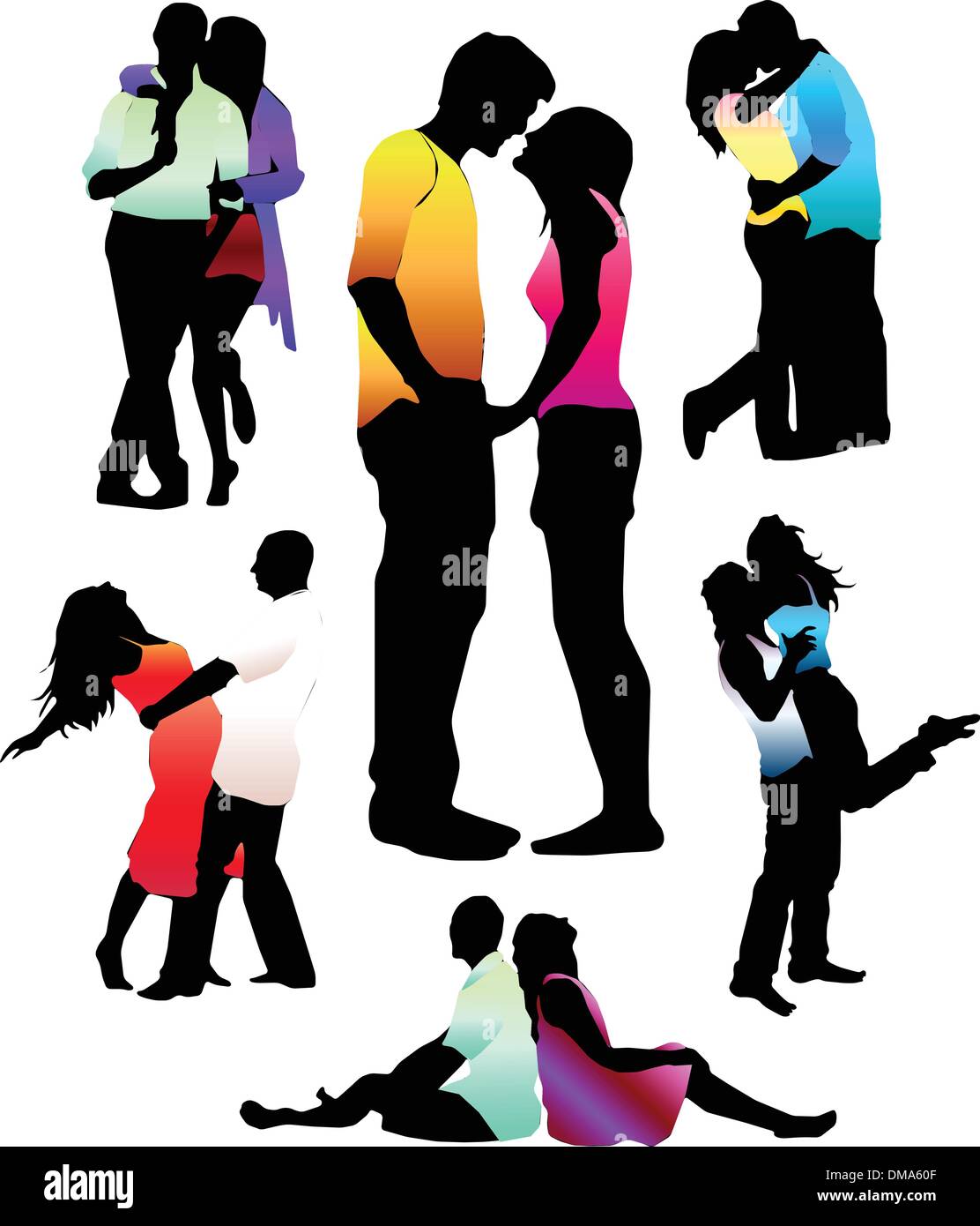 Set of happy love couple silhouettes Stock Vector Image & Art - Alamy