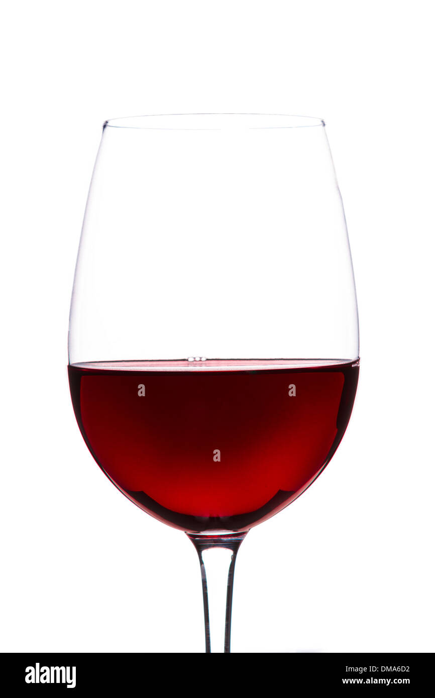 Red Wine in glass on white background Stock Photo