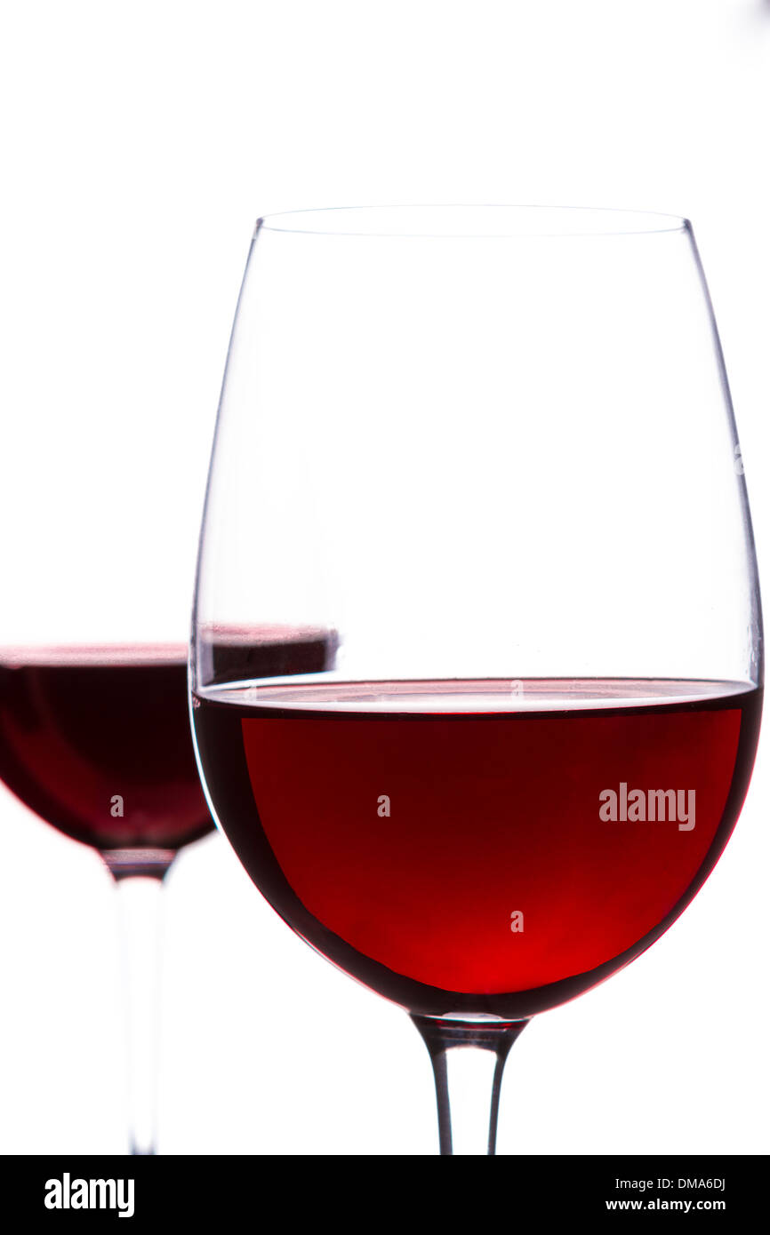 Red Wine in glass on white background Stock Photo