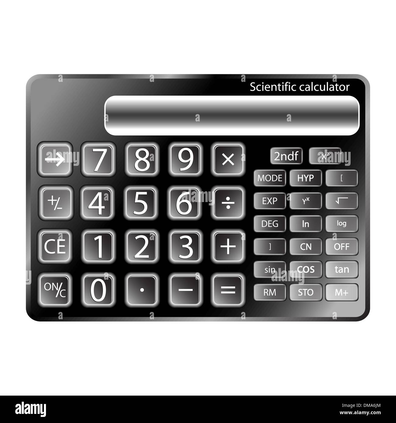 black calculator against white Stock Vector