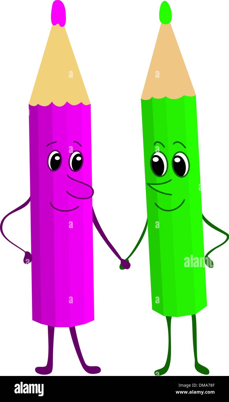 Pencils, lilac and green Stock Vector