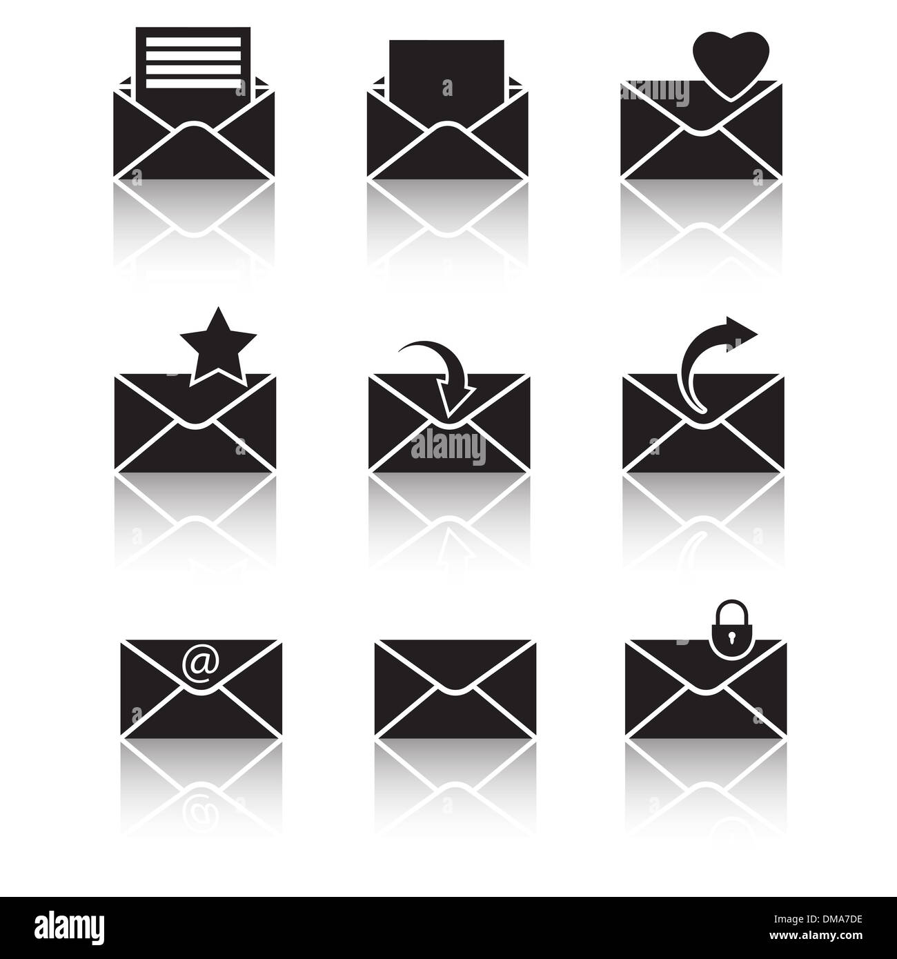 vector black web icons set on white Stock Photo - Alamy