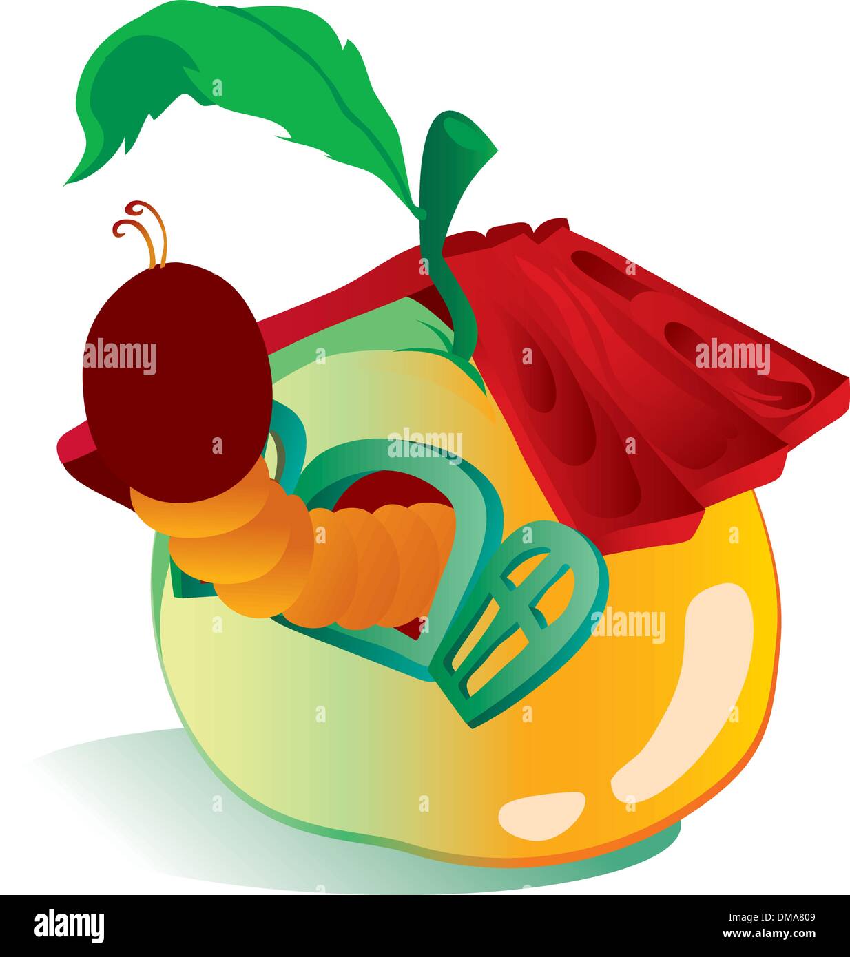 Worm in an apple Stock Vector Image & Art - Alamy